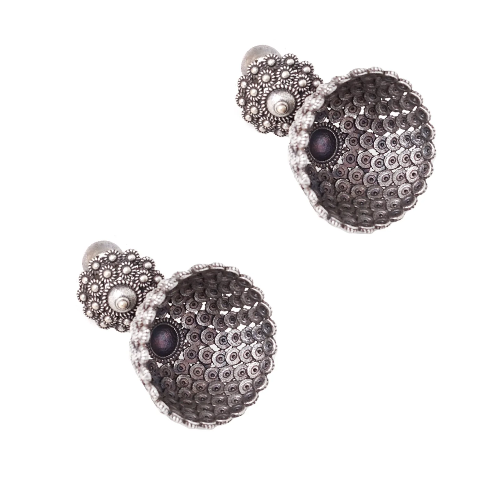 Teejh Dharvi Metallic Antique Silver Jhumki - Image 5
