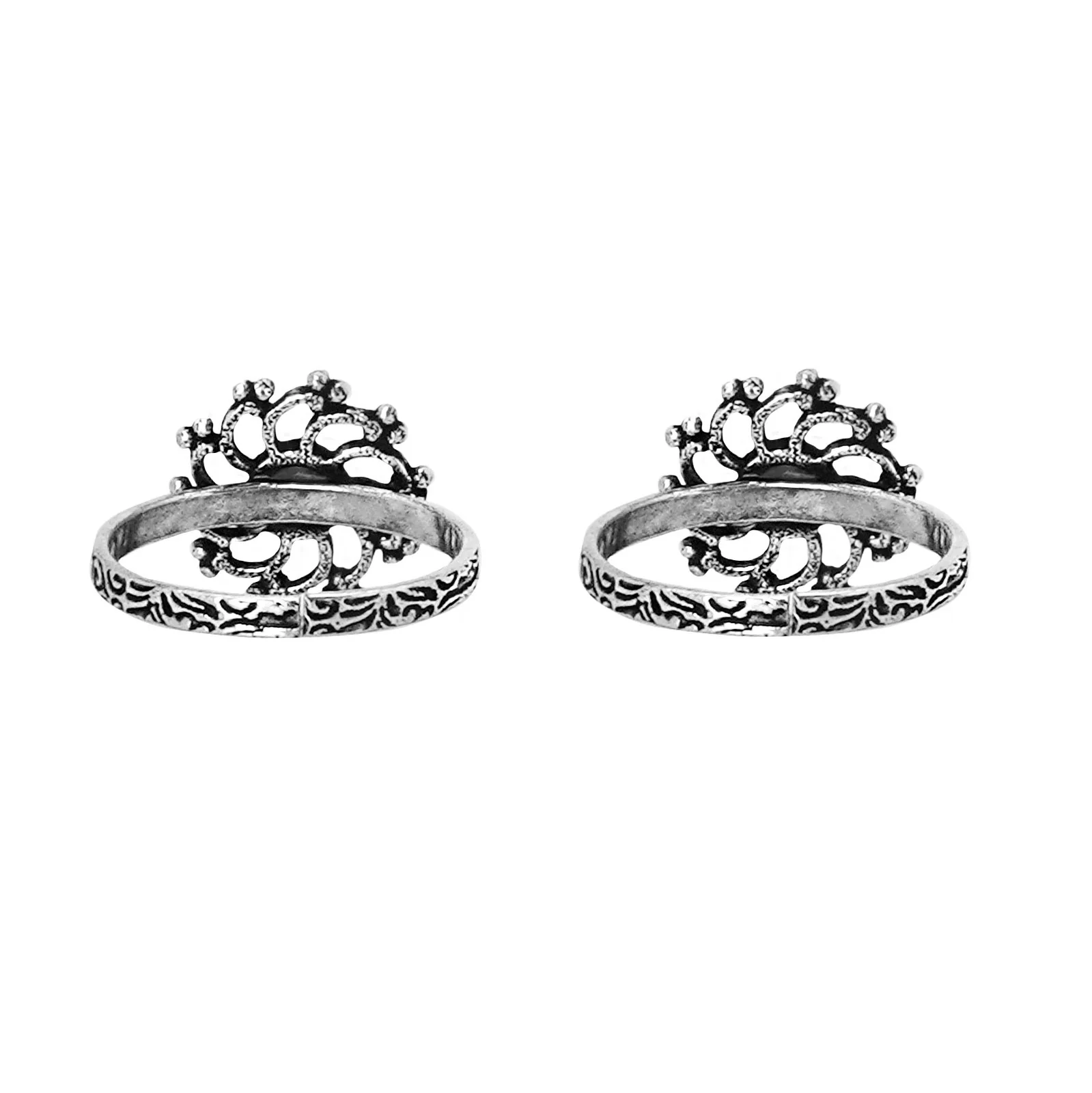 Teejh Dhrishya Red Stone Silver Oxidised Rings - Image 6