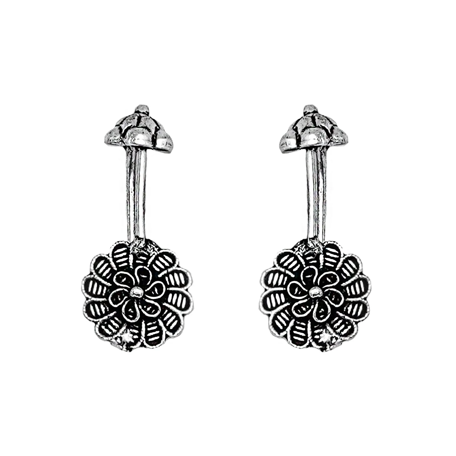 Teejh Dhruv Silver Oxidised Clip On Bugadi - Image 2