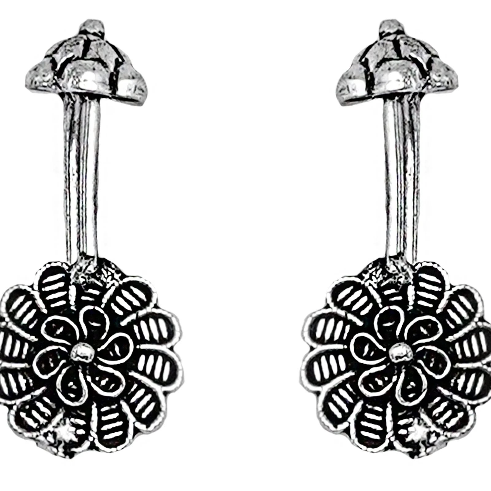 Teejh Dhruv Silver Oxidised Clip On Bugadi - Image 3
