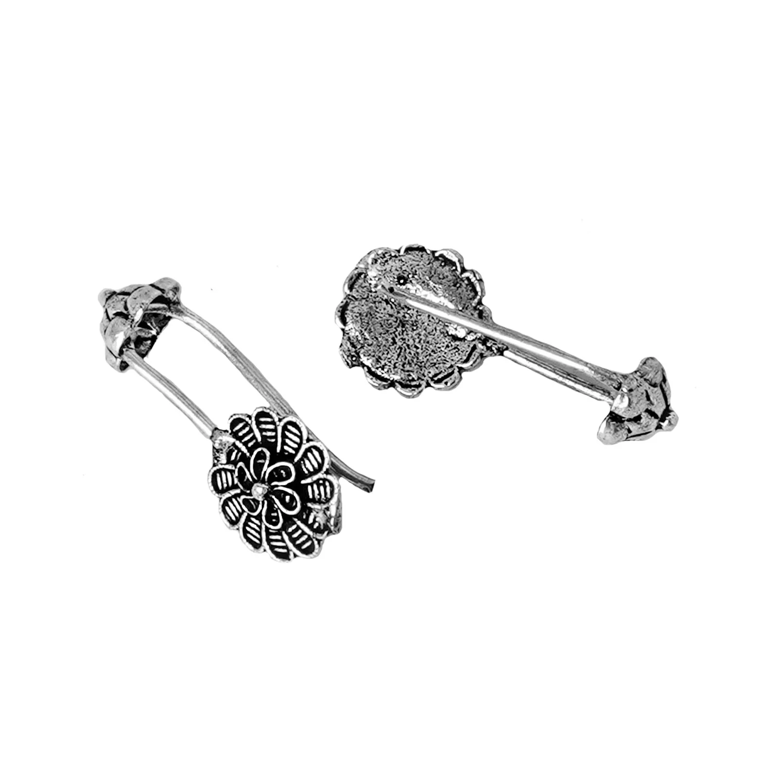Teejh Dhruv Silver Oxidised Clip On Bugadi - Image 4