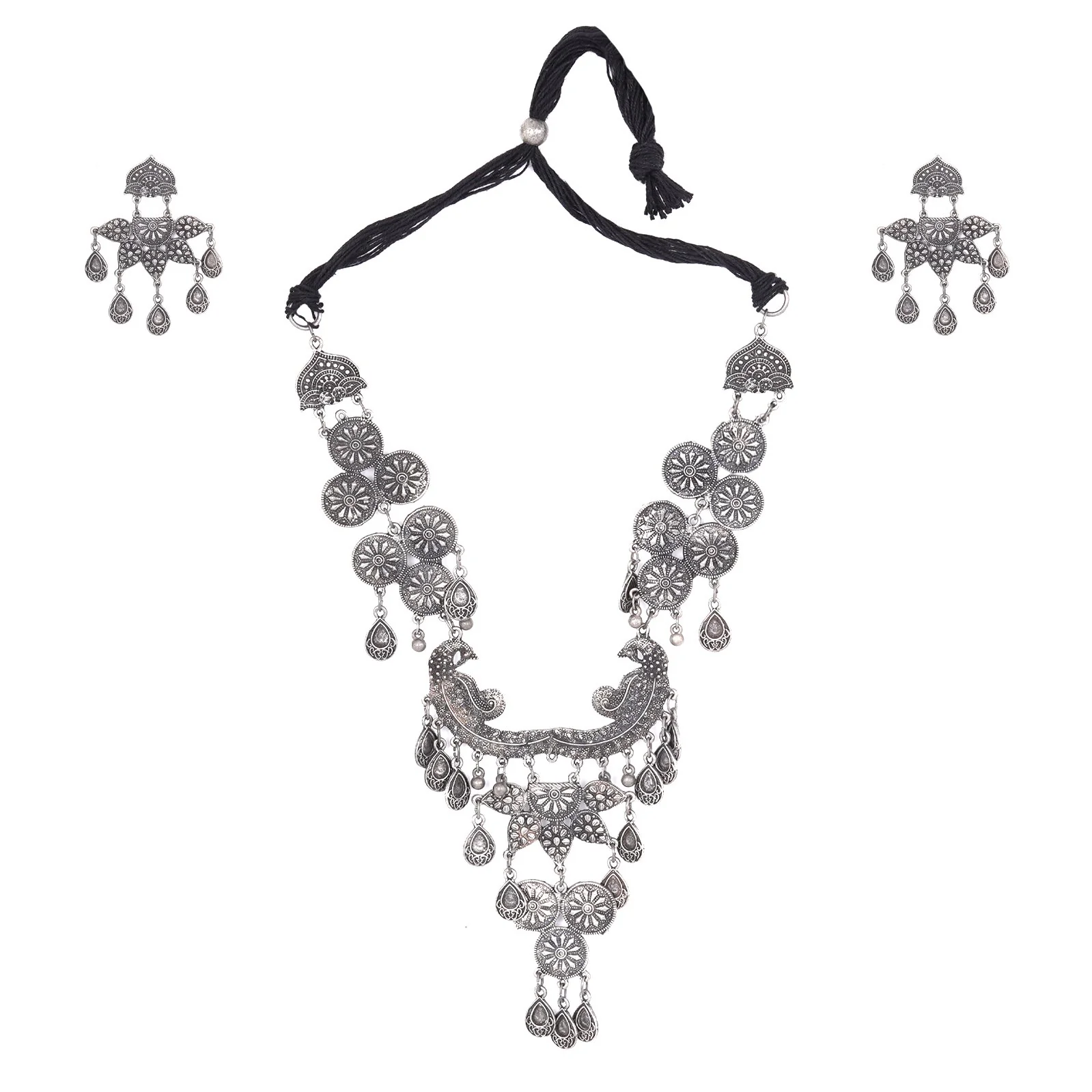Teejh Dira Antique Silver Polish Necklace Set - Image 3