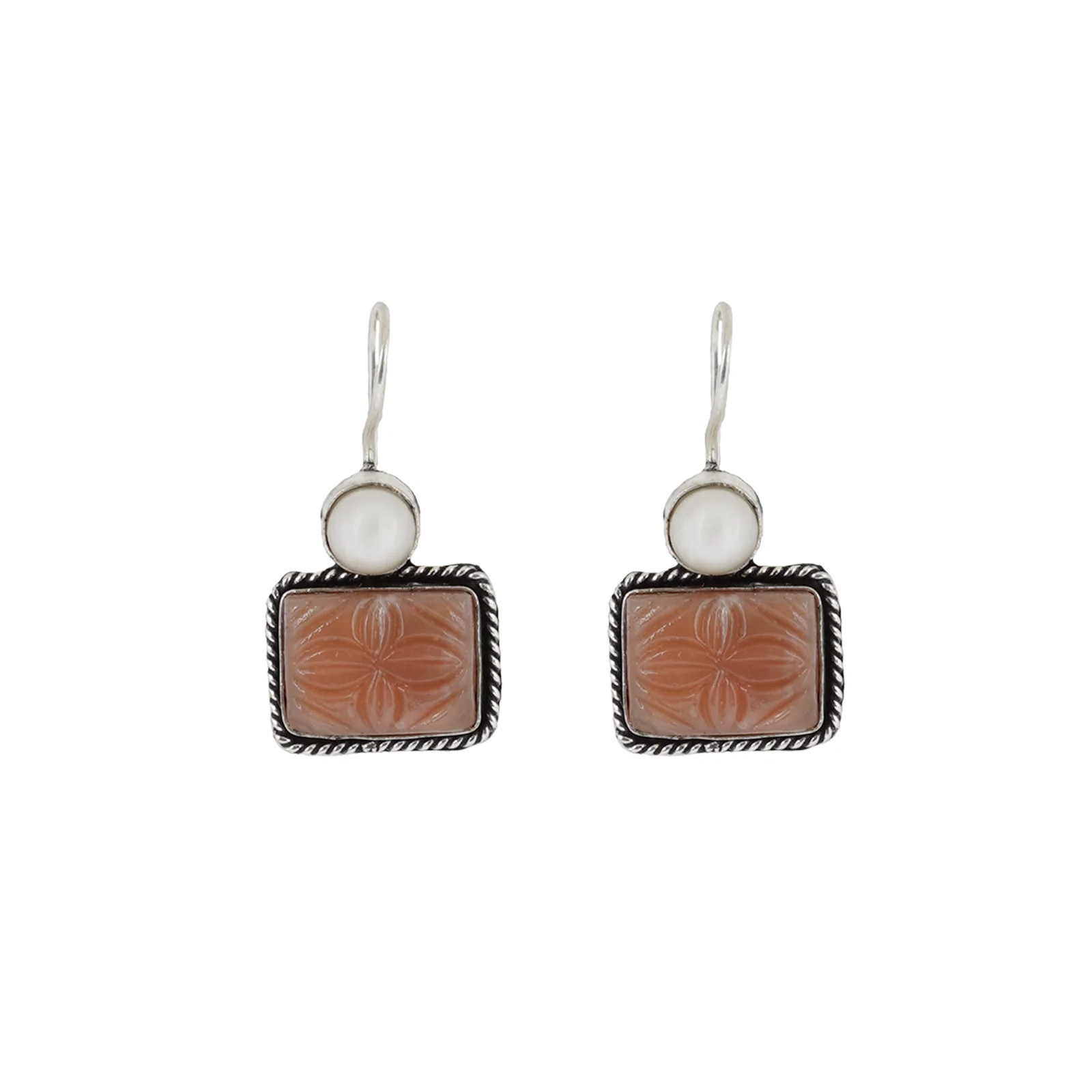 Teejh Diti Brown Stone & Pearl Earrings - Image 3