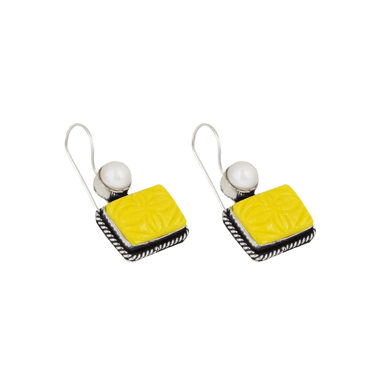 Teejh Diti Yellow Stone & Pearl Earring - Image 4