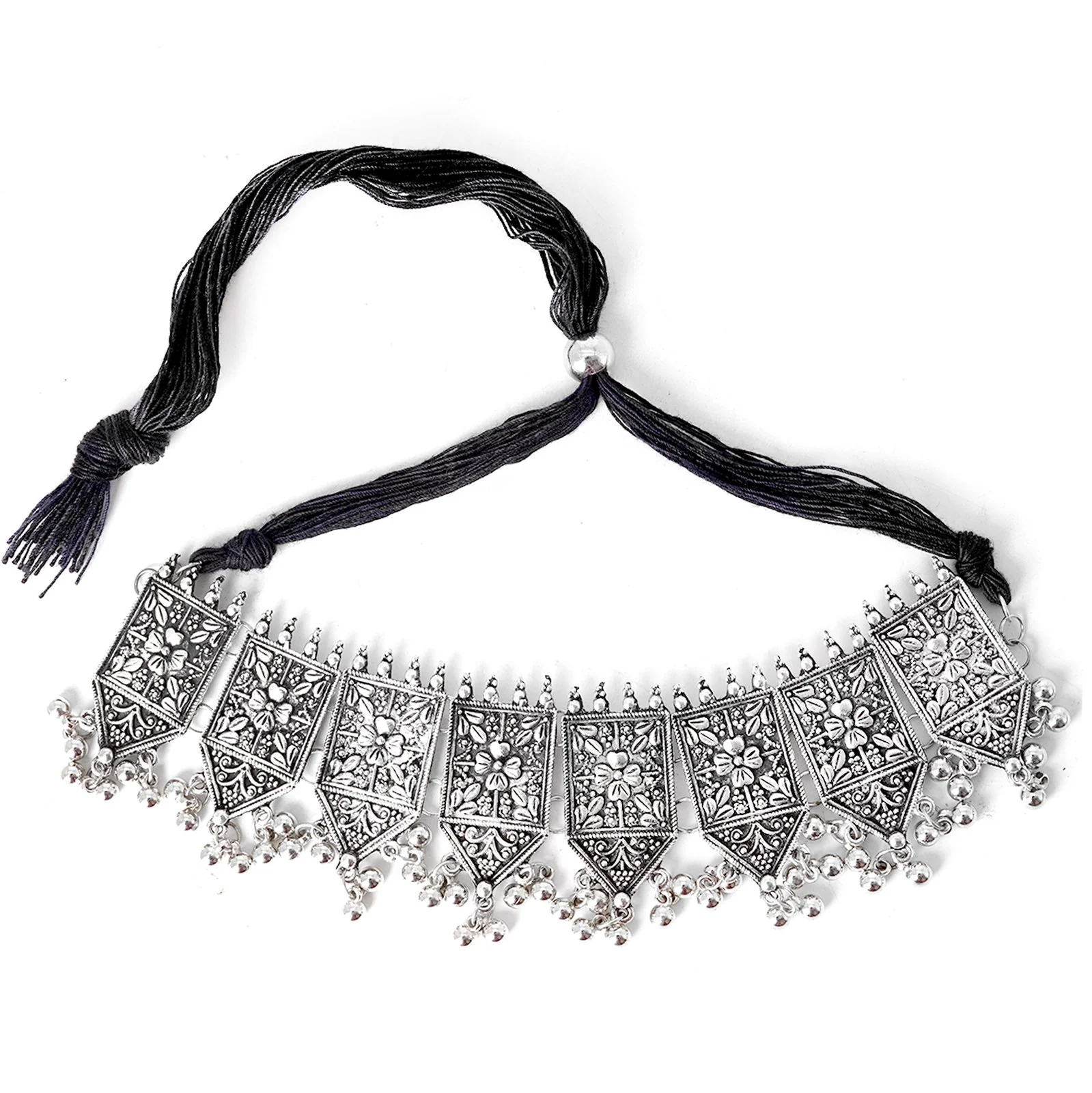 Teejh Dyuti Antique Silver Polish Choker Necklace Set - Image 5