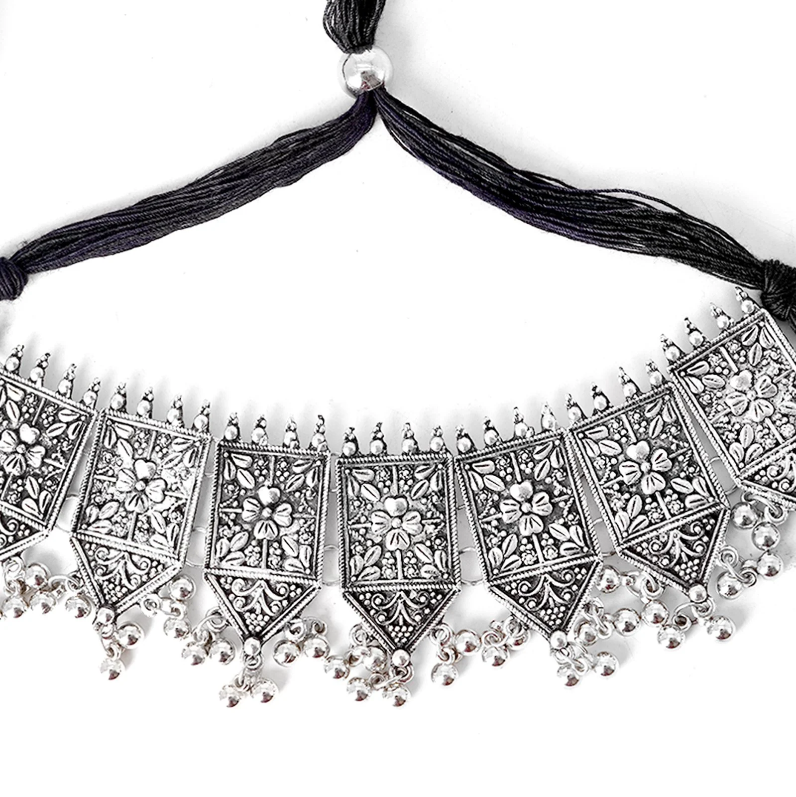 Teejh Dyuti Antique Silver Polish Choker Necklace Set - Image 6