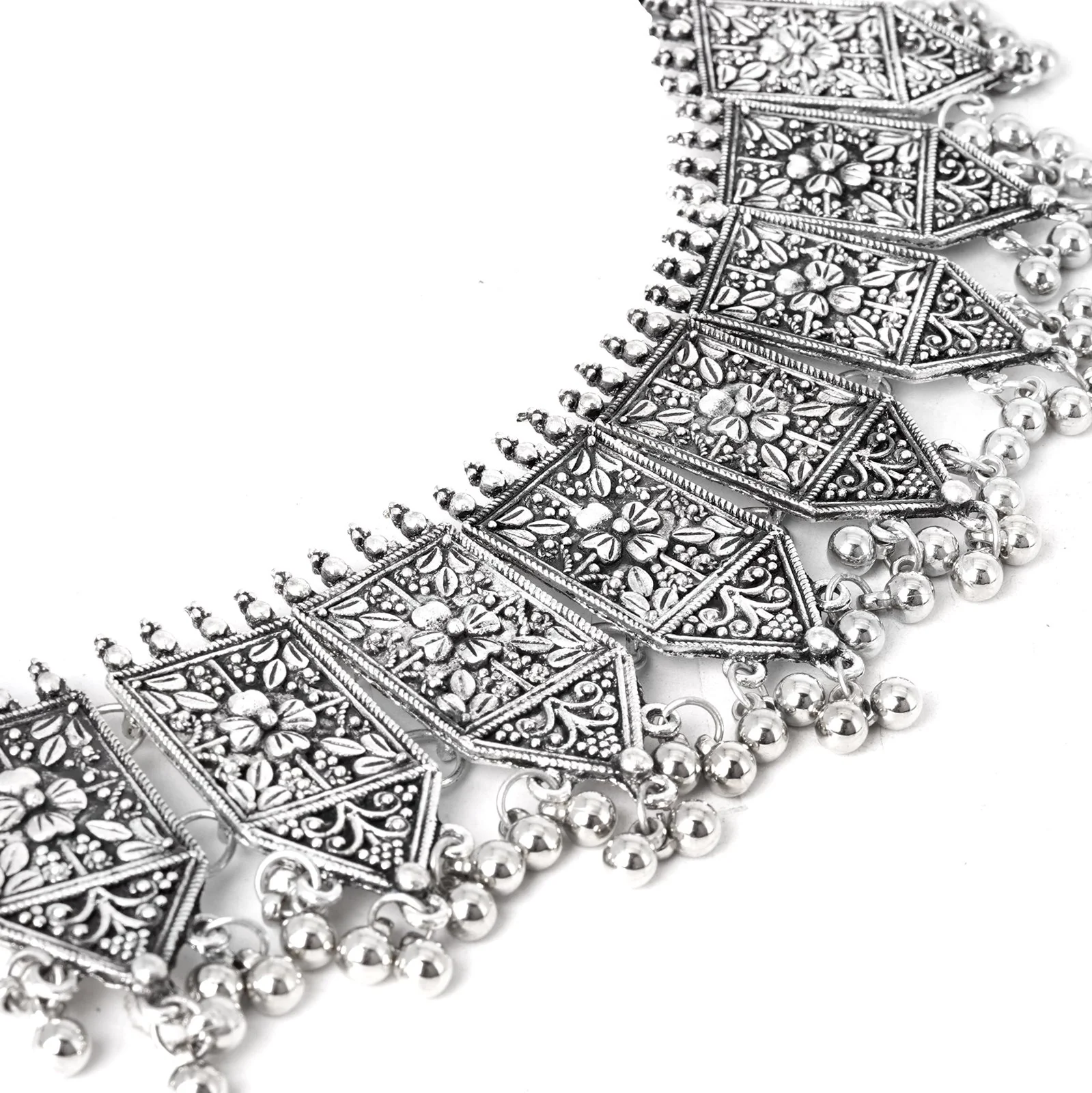 Teejh Dyuti Antique Silver Polish Choker Necklace Set - Image 7