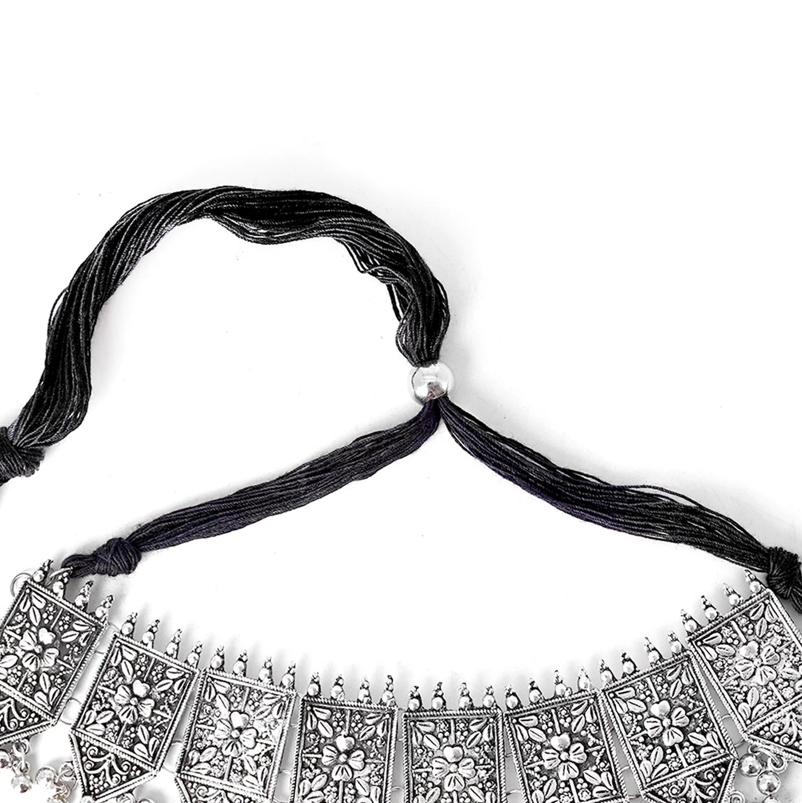 Teejh Dyuti Antique Silver Polish Choker Necklace Set - Image 8