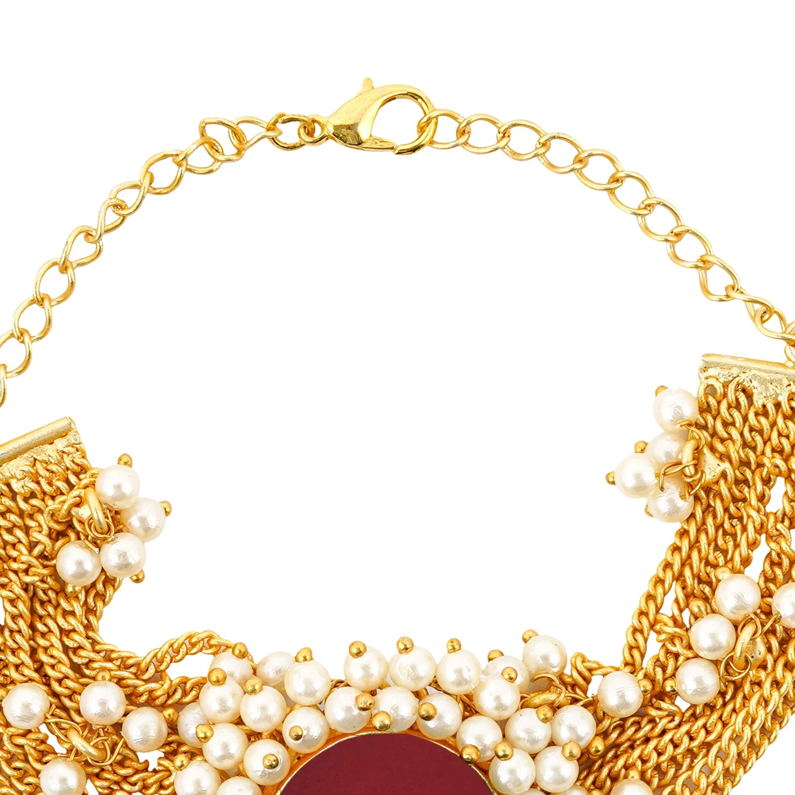 Teejh Eiravathi red Studded layered chain pearl bracelet - Image 5