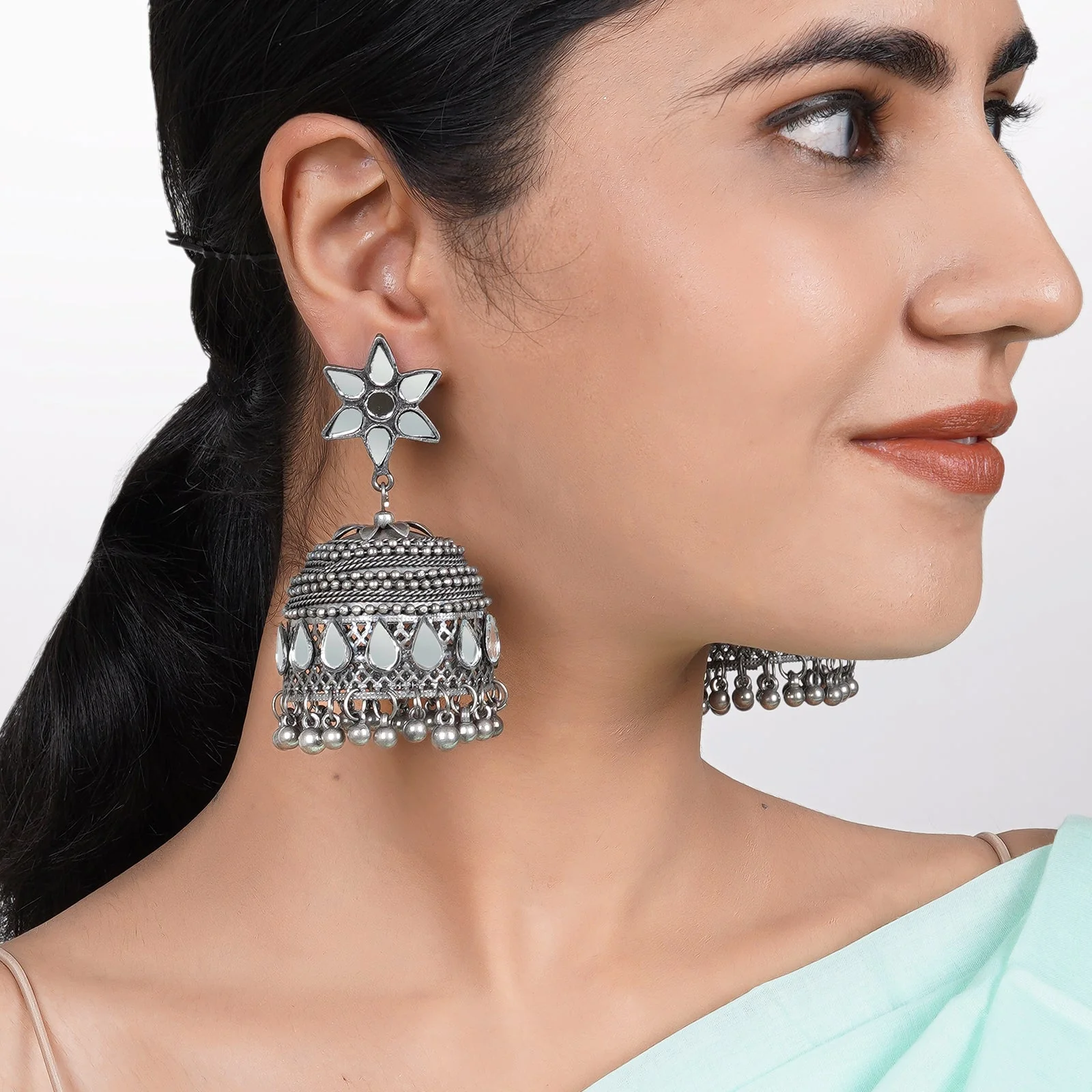 Teejh Ekani Silver Oxidised Earrings - Image 2
