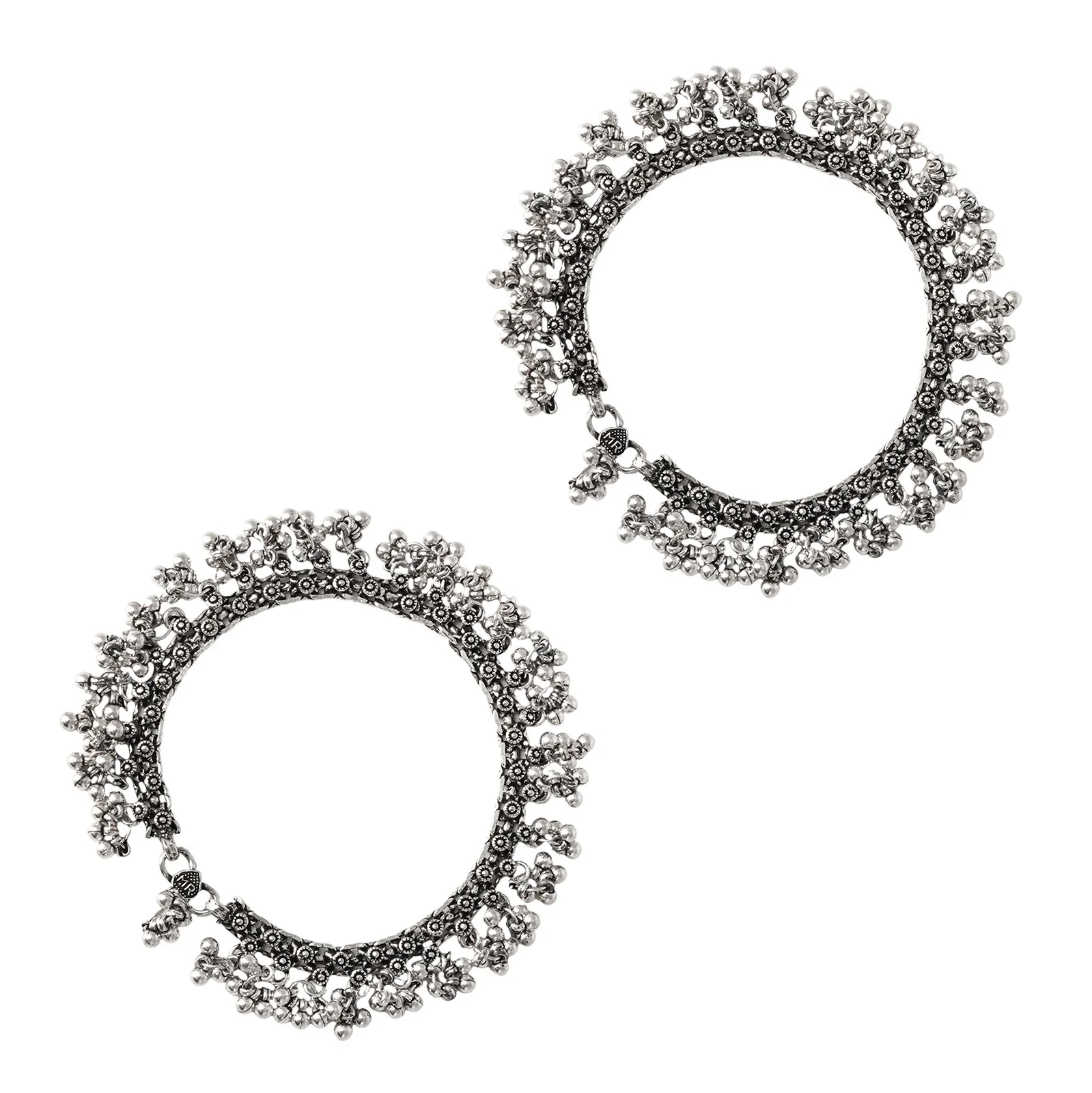 Teejh Ela Silver Oxidised Ghunroo Anklet - Image 2