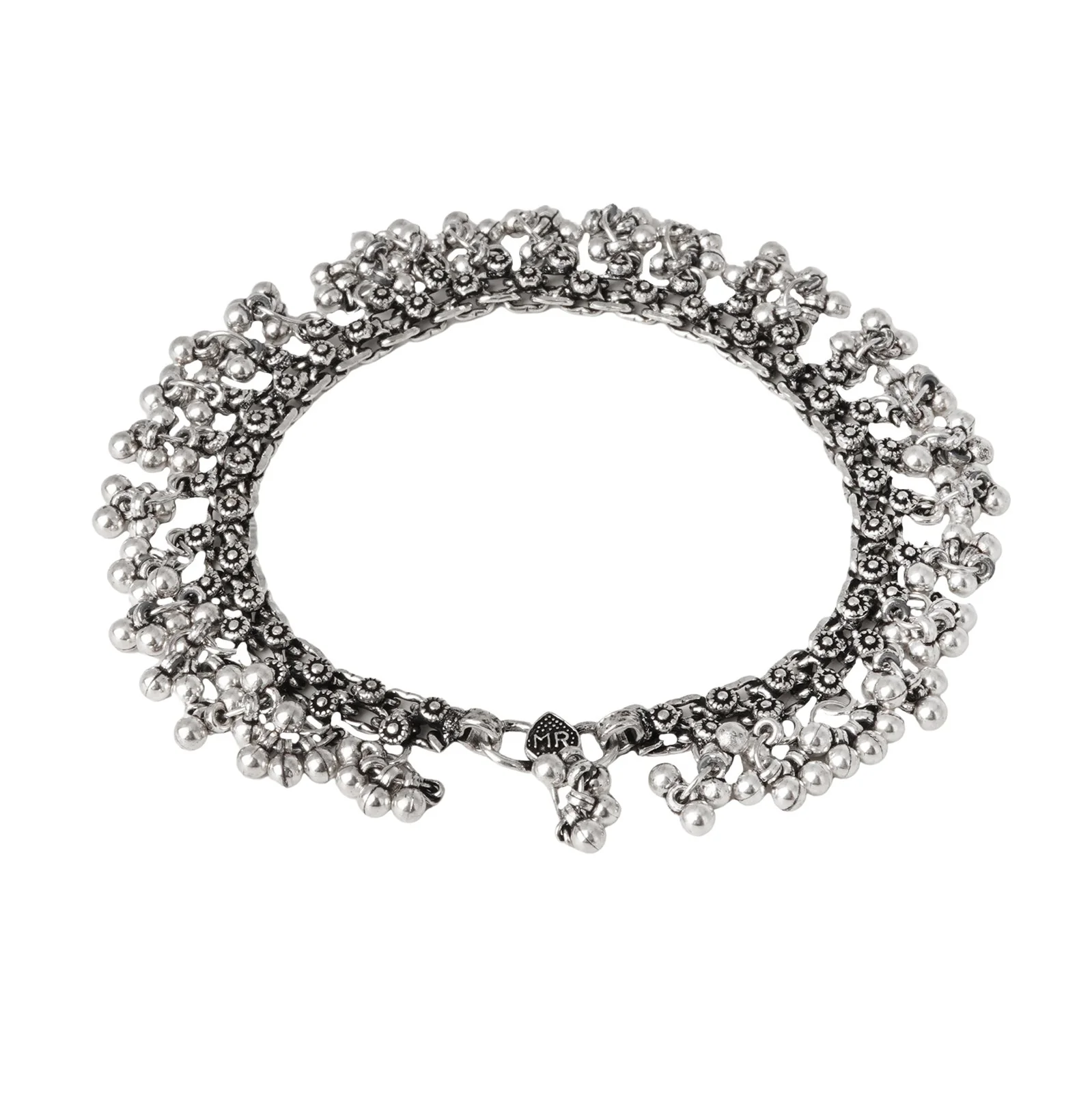 Teejh Ela Silver Oxidised Ghunroo Anklet - Image 4