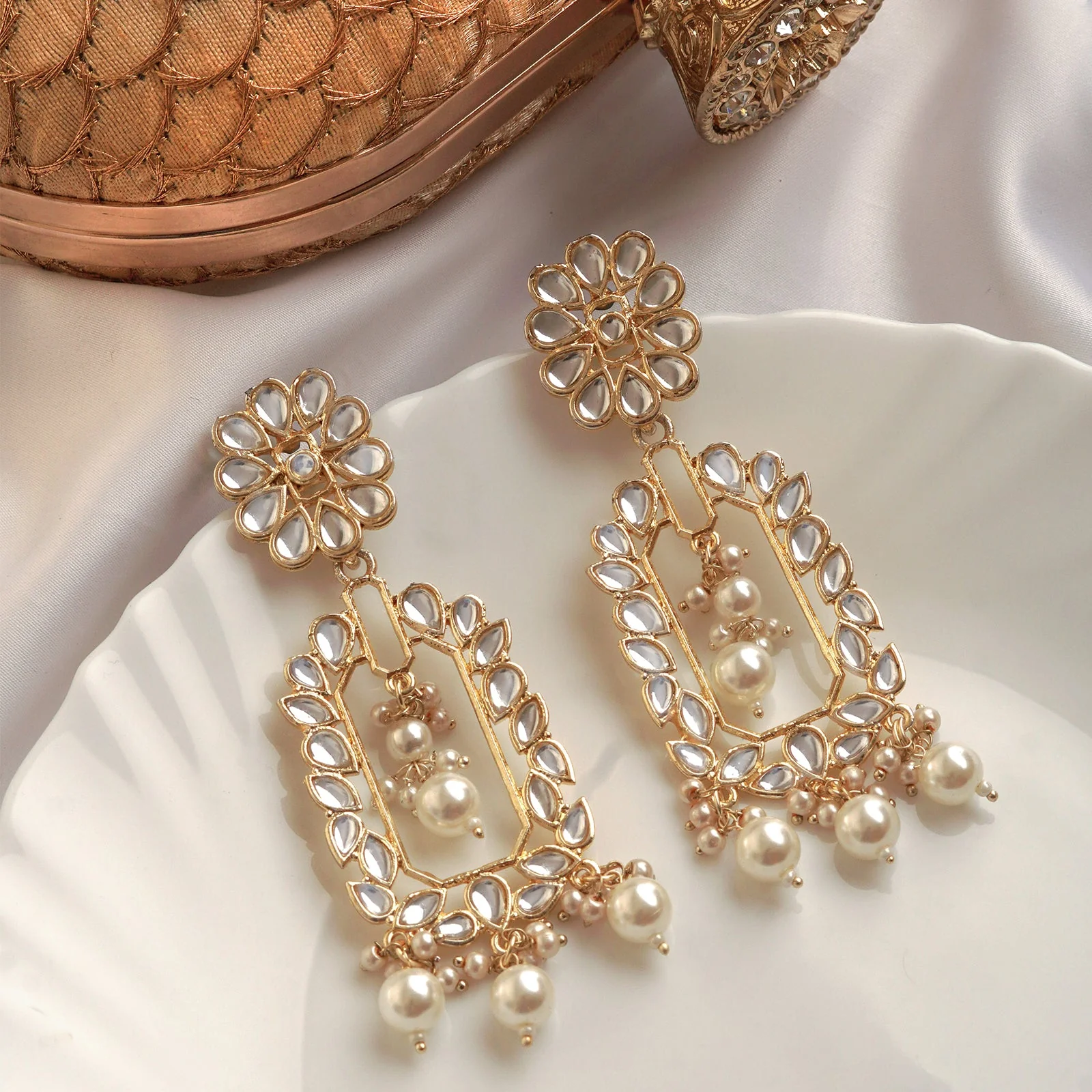 Teejh Enakshi Pearl and Polki Earring - Image 2