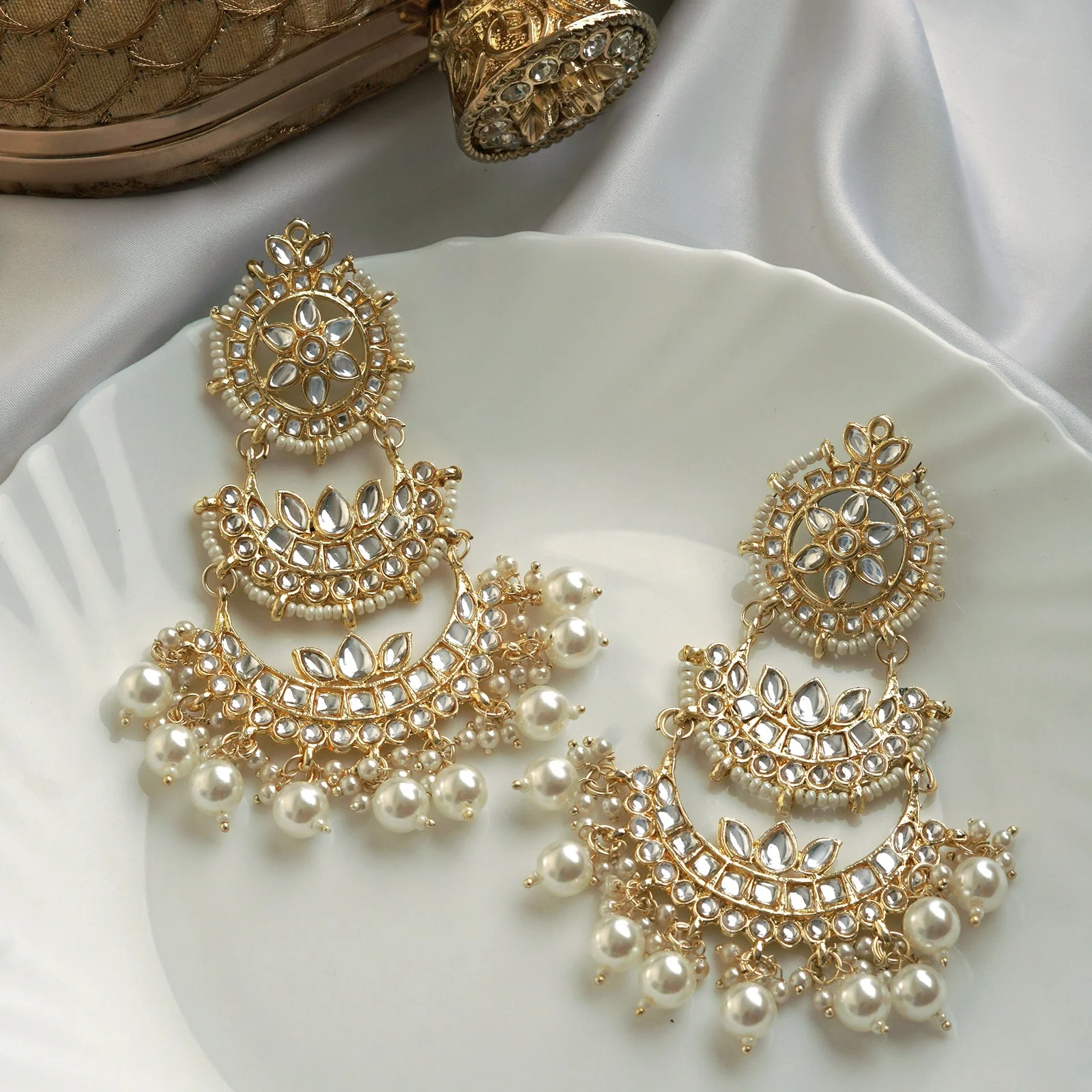 Teejh Eshana Pearl and Polki Earring - Image 2