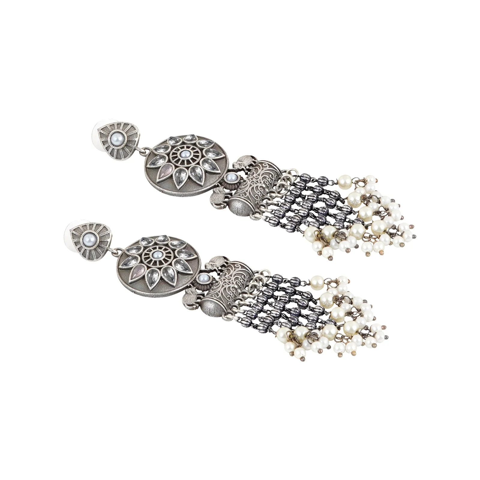 Teejh Gahez White Silver Oxidised Earrings - Image 4