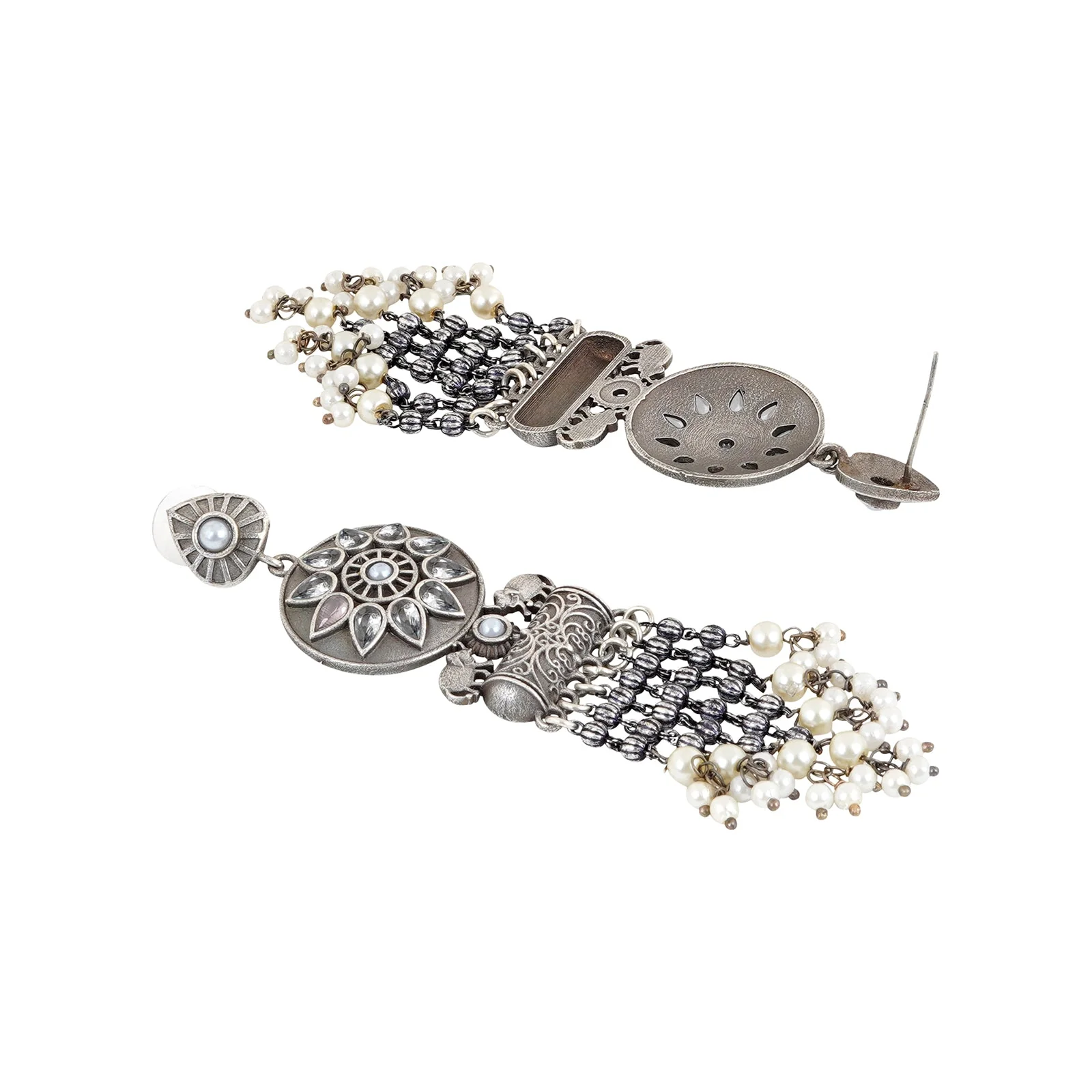 Teejh Gahez White Silver Oxidised Earrings - Image 5