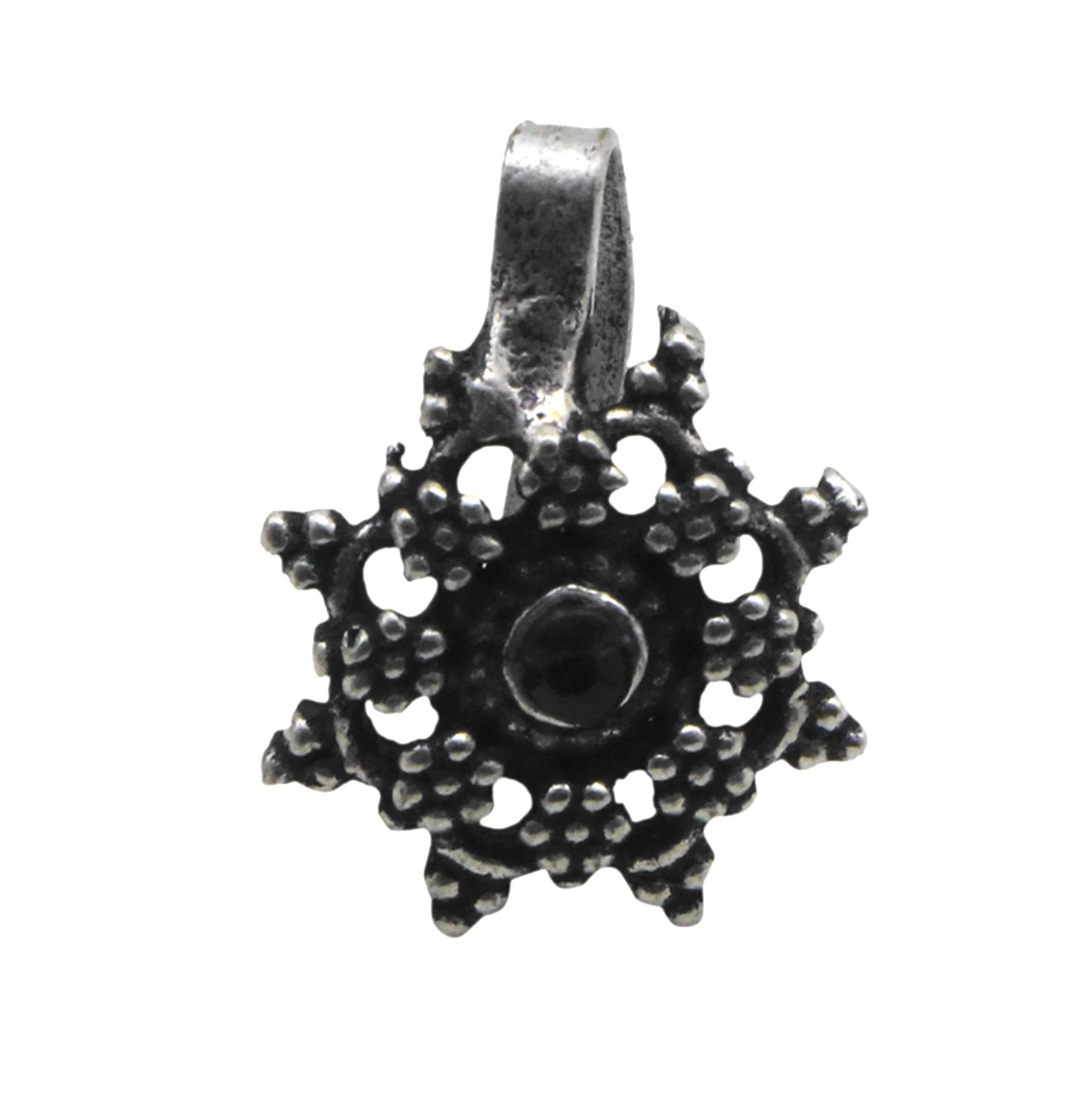 Gauri Black Stone Floral Nose pin - Image 3