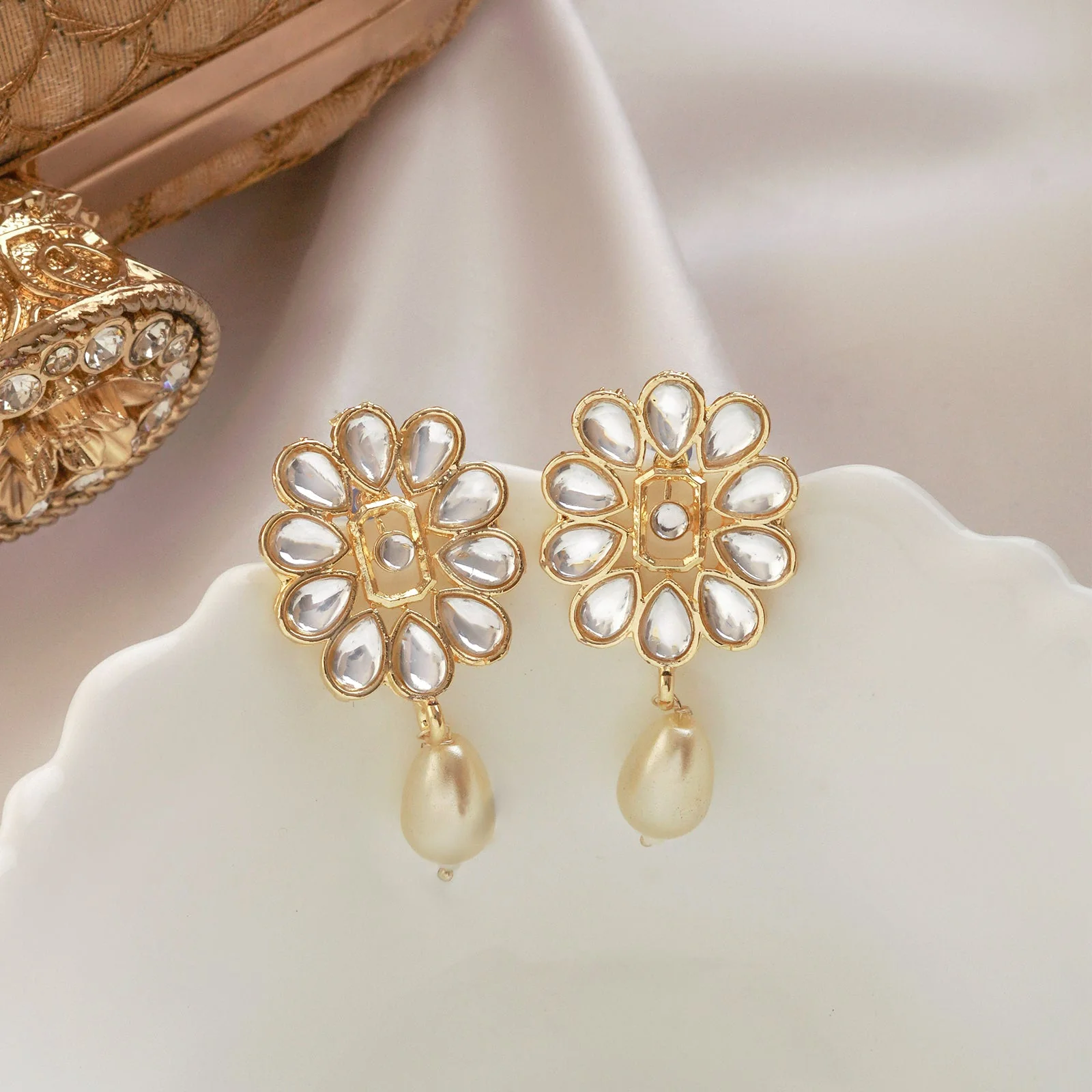 Teejh Grisha Pearl and Polki Earring - Image 2