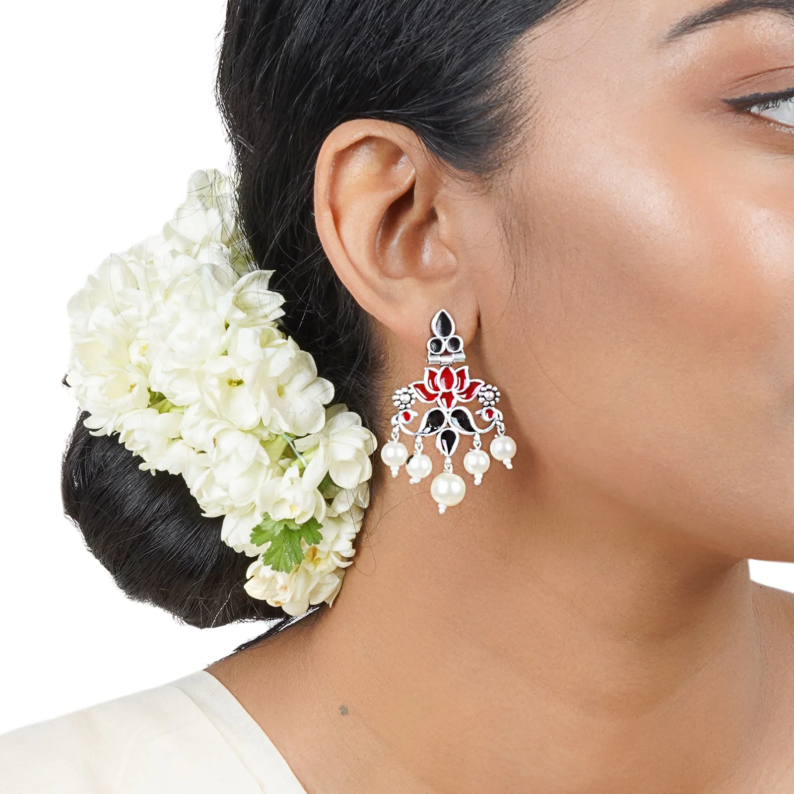 Teejh Gurima Red and Black Silver Oxidised Earring - Image 2