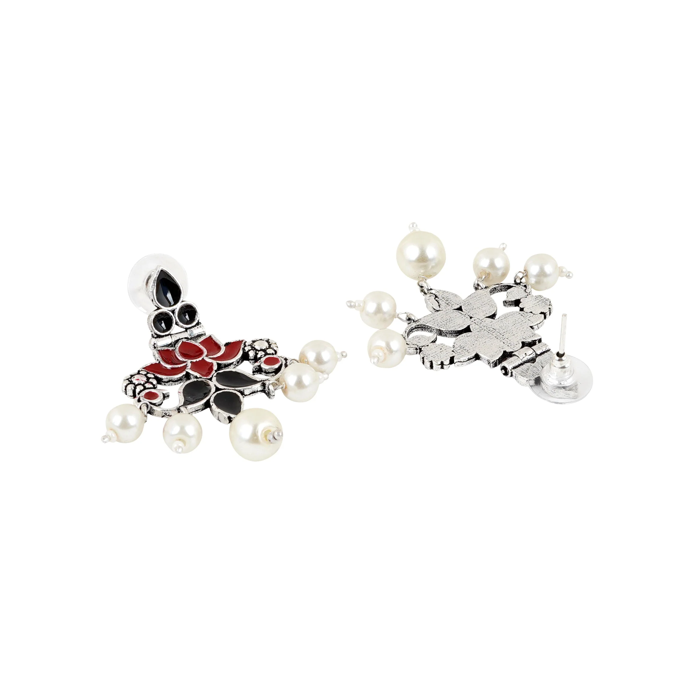 Teejh Gurima Red and Black Silver Oxidised Earring - Image 4
