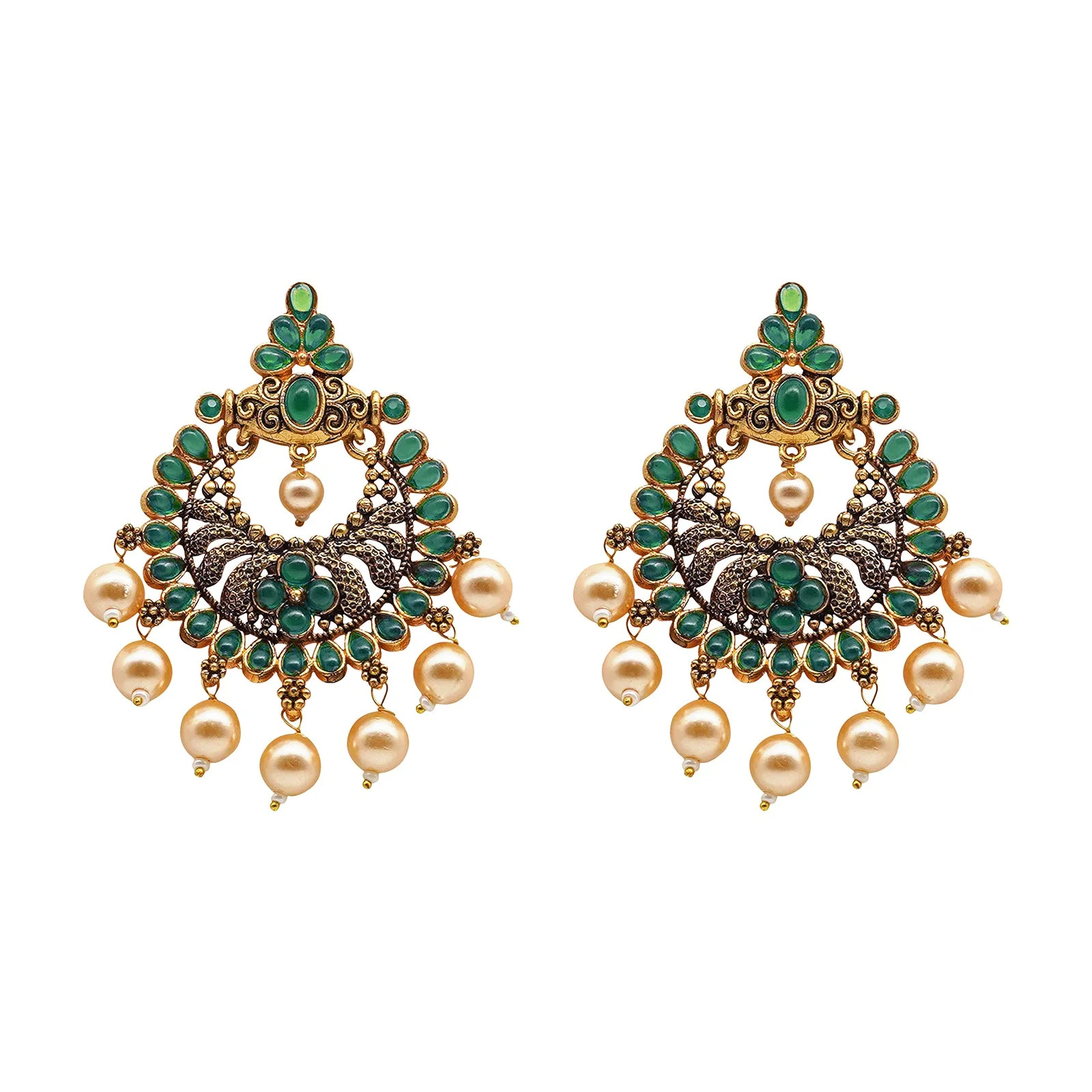 Teejh Hanseeka Dark Green Gold Enamel Earring - Image 3
