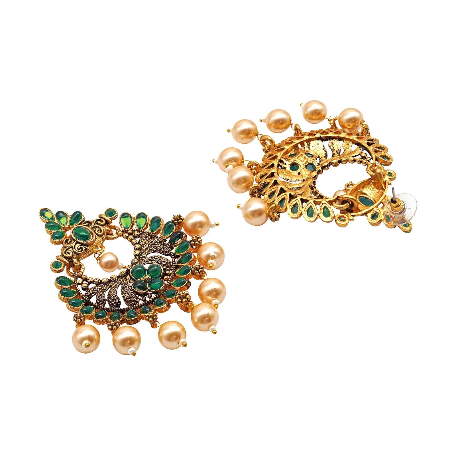 Teejh Hanseeka Dark Green Gold Enamel Earring - Image 4