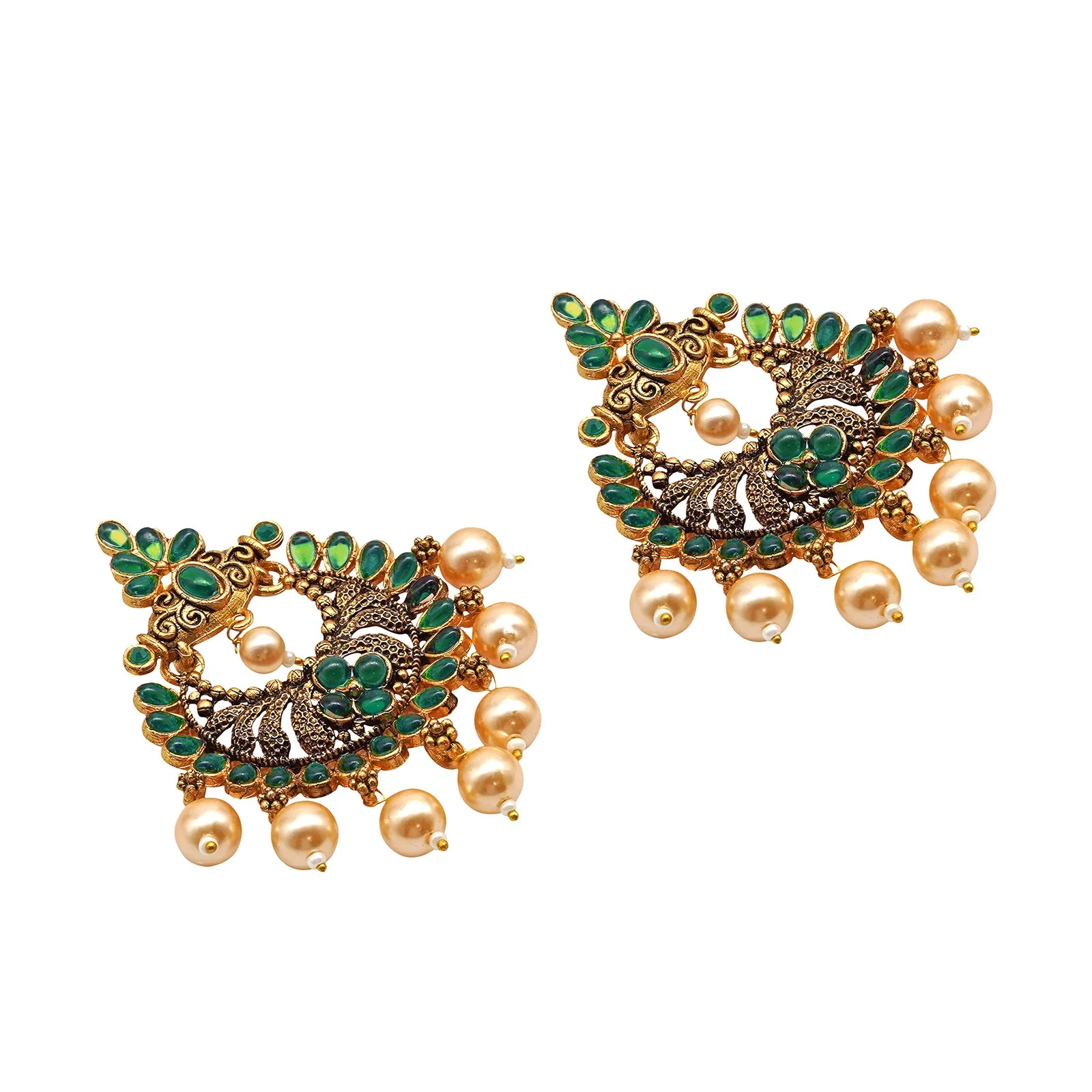 Teejh Hanseeka Dark Green Gold Enamel Earring - Image 5