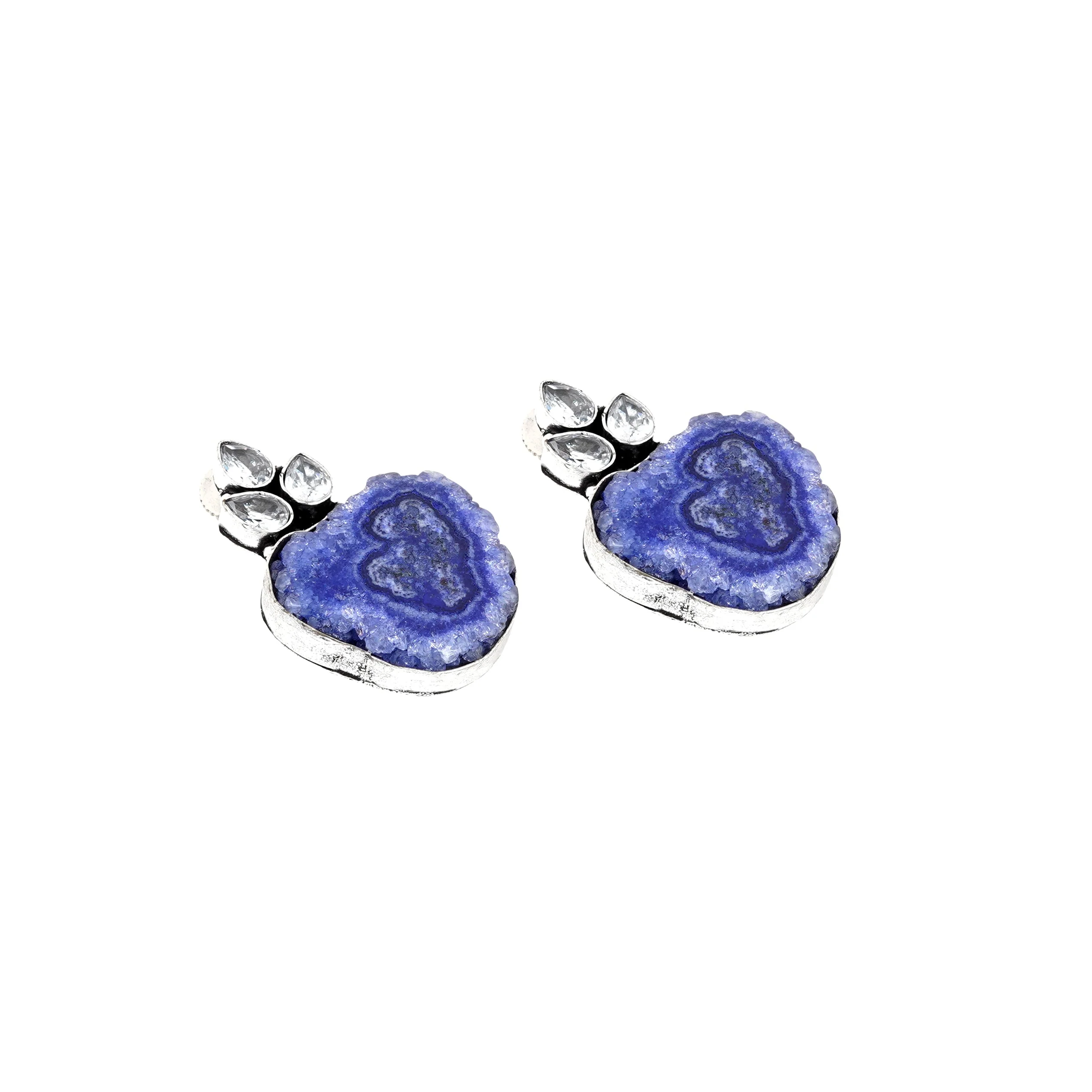 Teejh Harika Blue Silver Oxidised Earring - Image 3