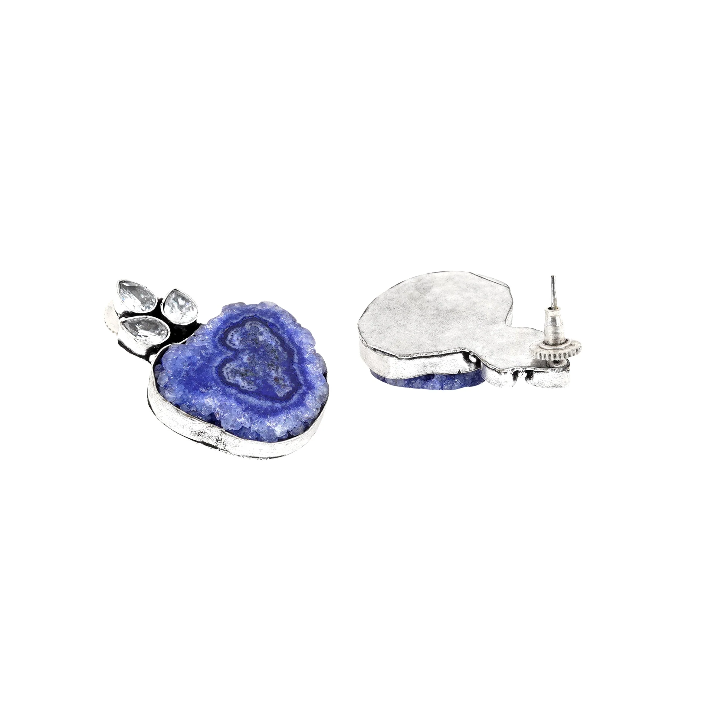 Teejh Harika Blue Silver Oxidised Earring - Image 4