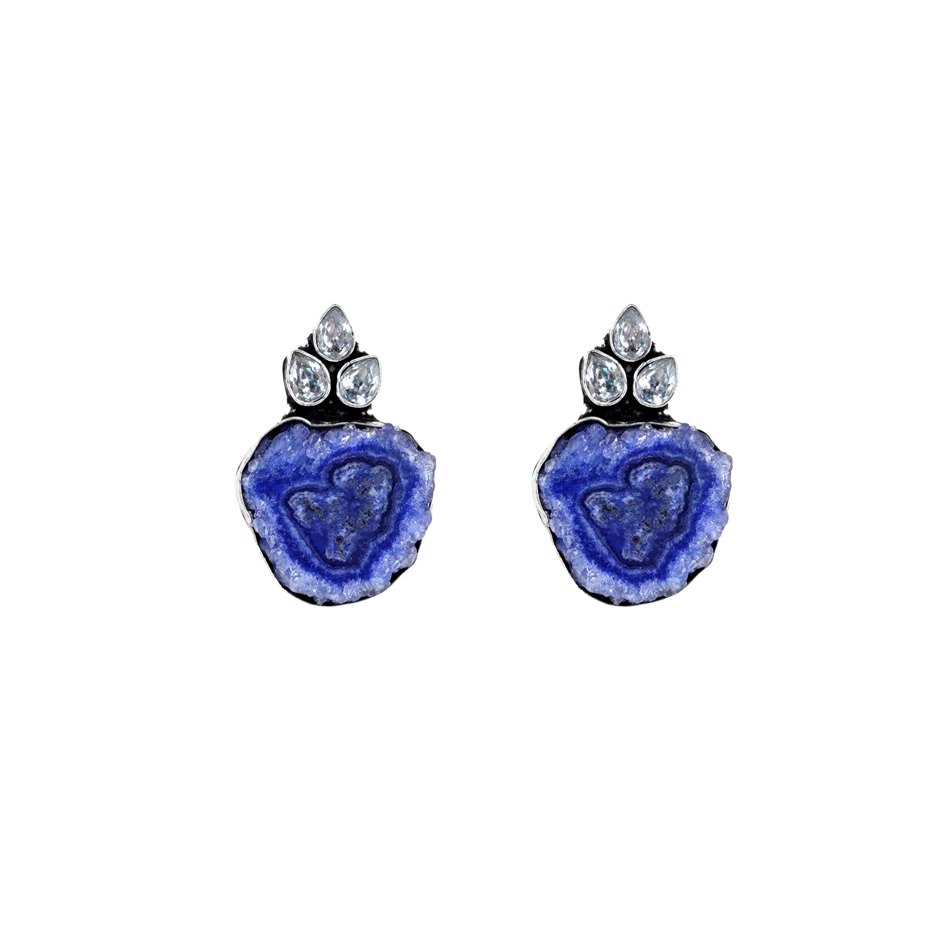 Teejh Harika Blue Silver Oxidised Earring - Image 5