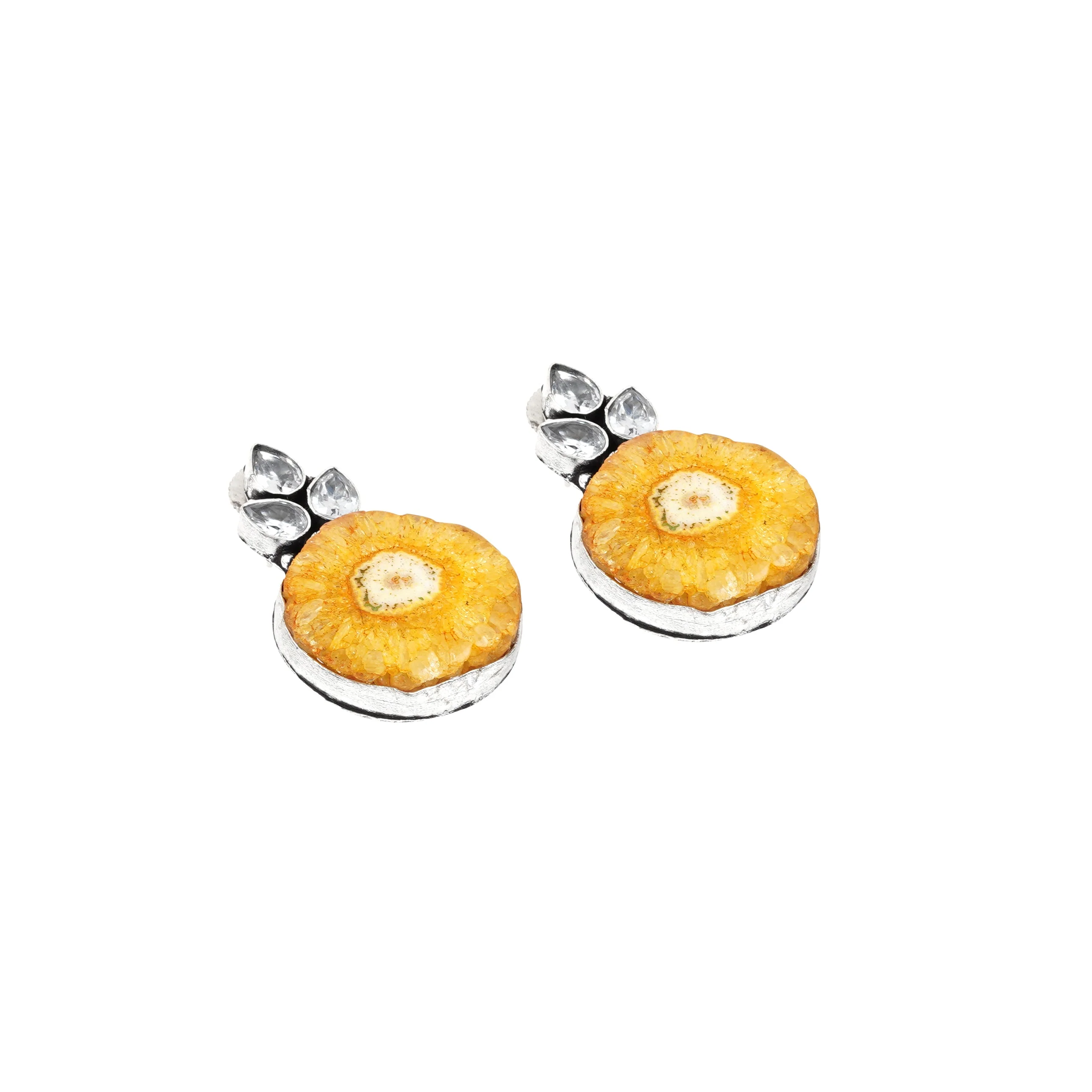 Teejh Harika Yellow Silver Oxidised Earring - Image 3