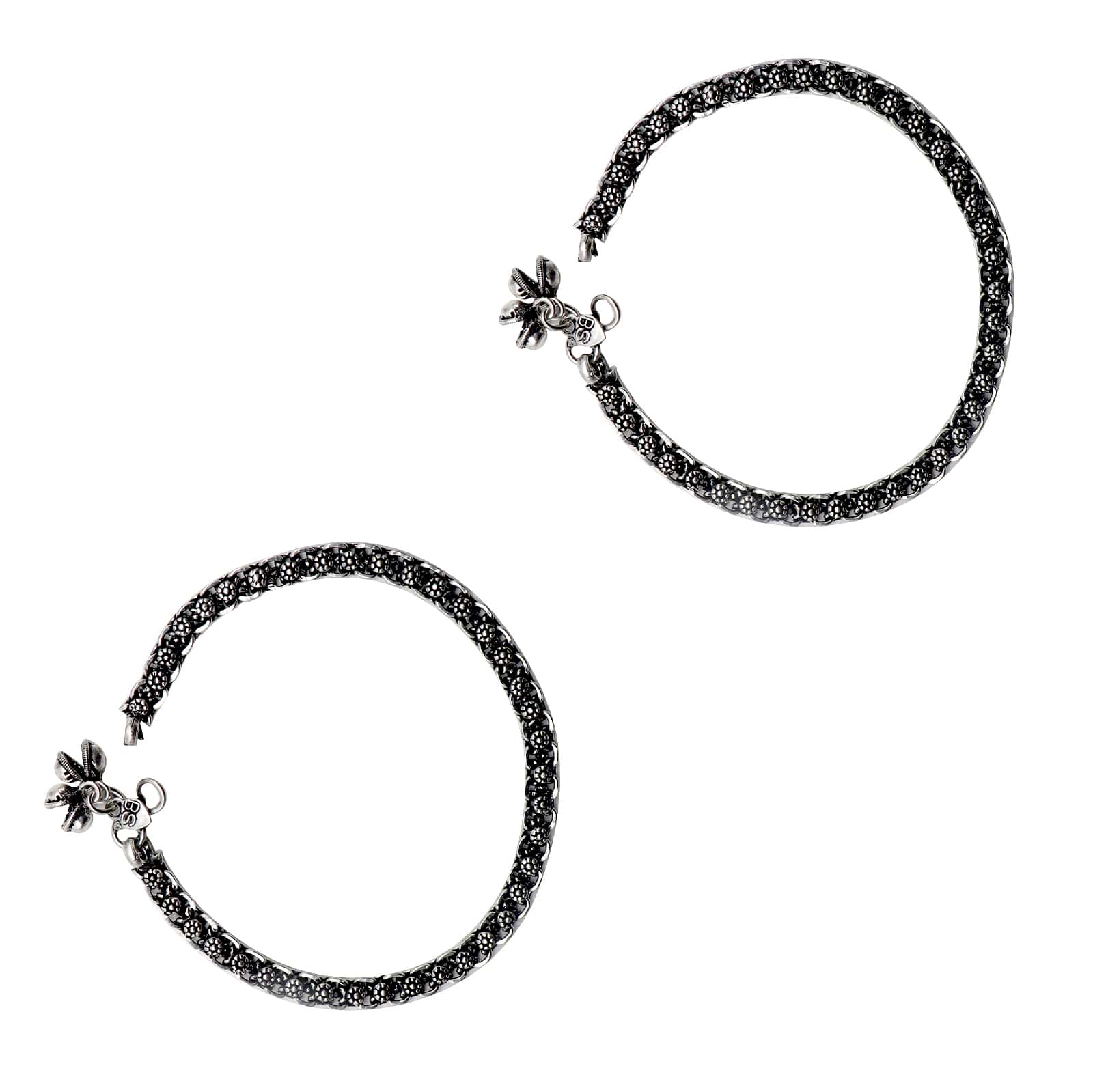 Heena Linked Silver Oxidized Anklets - Image 3