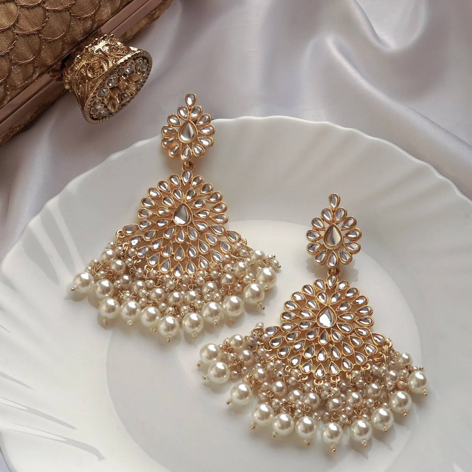 Teejh Hritika Pearl and Polki Earring - Image 2