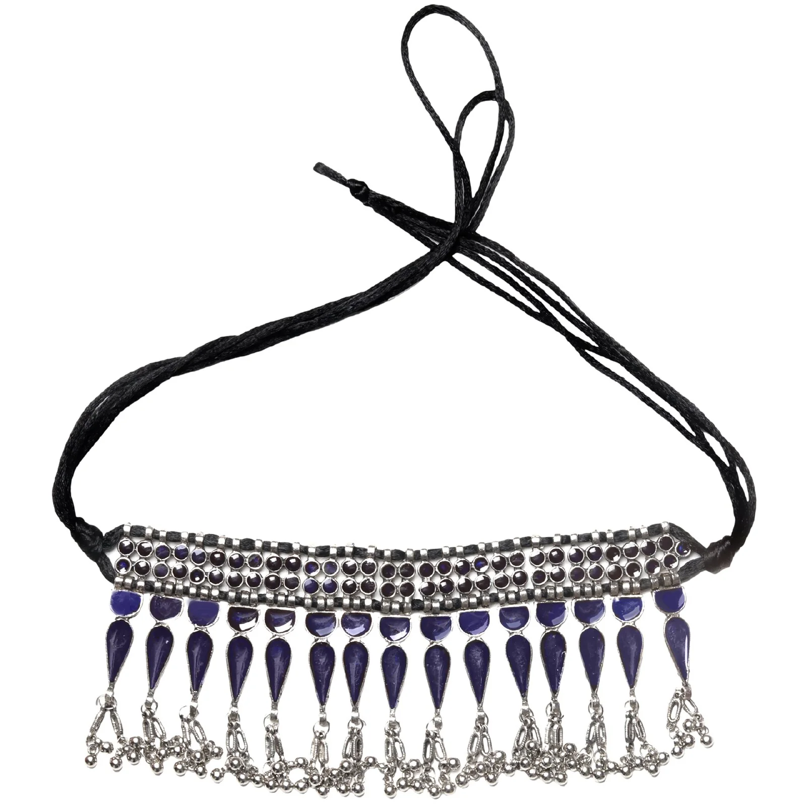 Teejh Inaya Blue Silver Oxidised Choker Necklace - Image 3