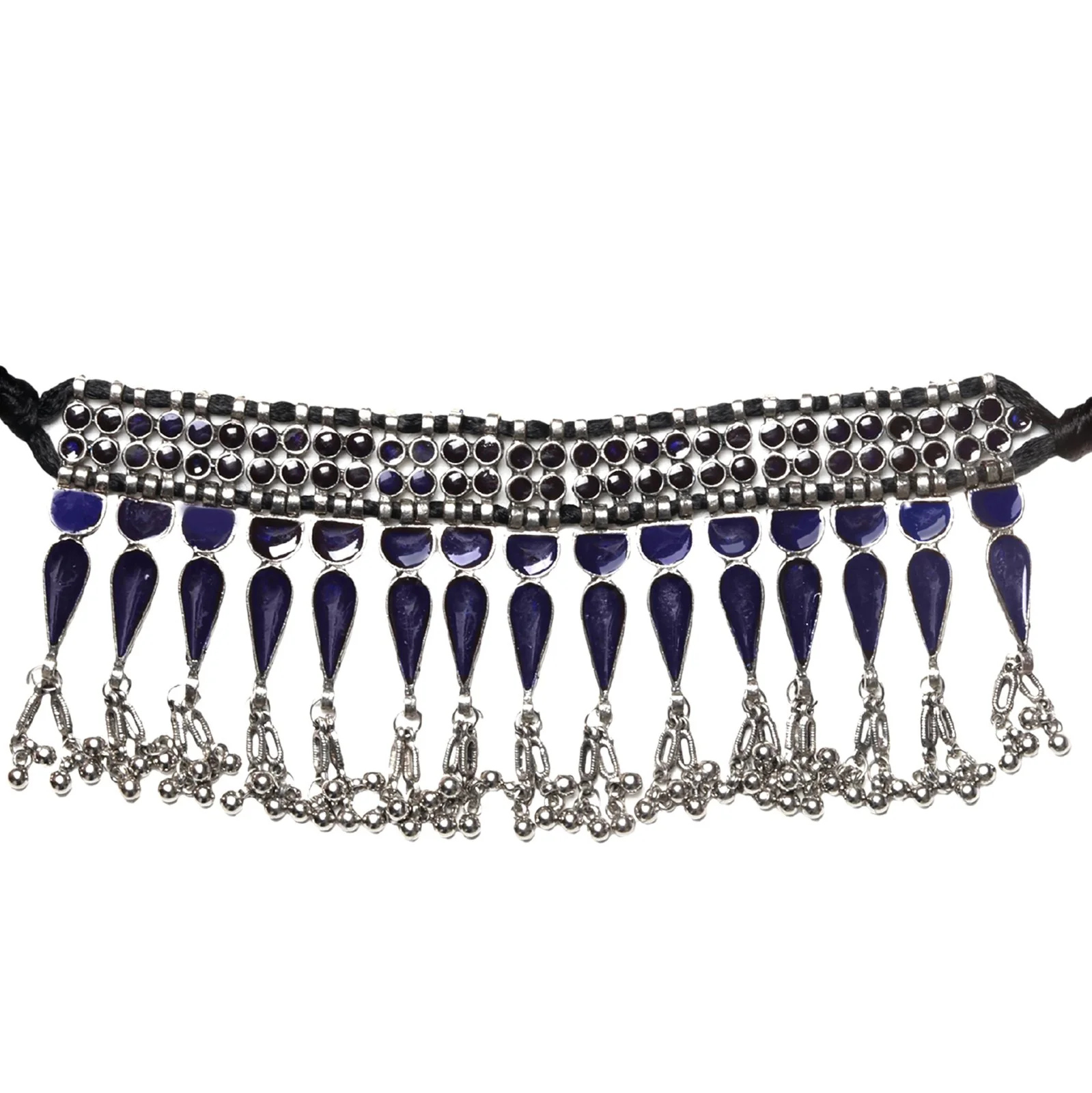 Teejh Inaya Blue Silver Oxidised Choker Necklace - Image 4
