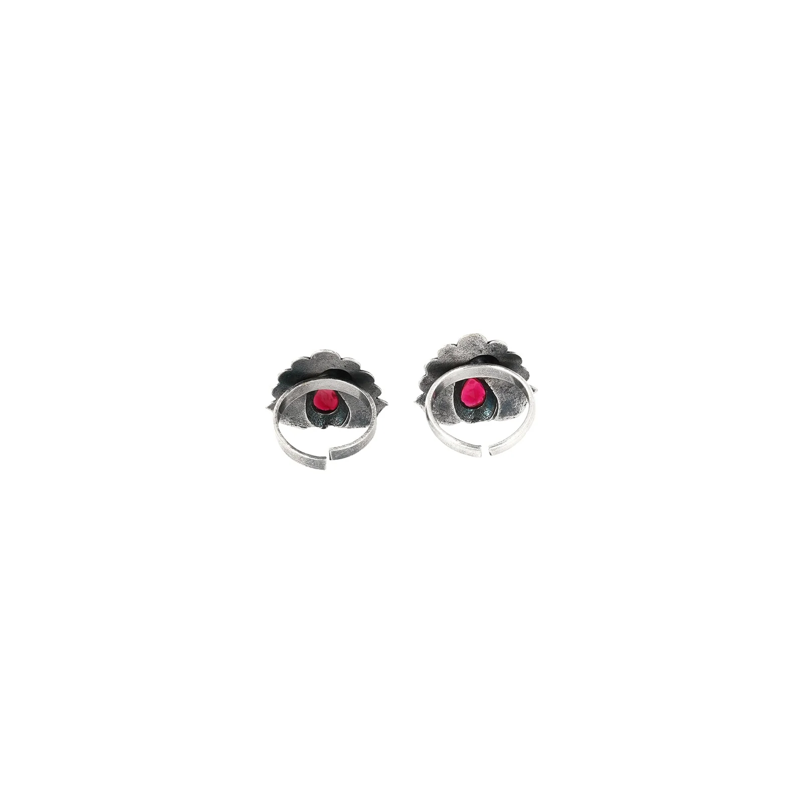 Teejh Indira Peacock Silver Oxidised Toe Rings - Image 5