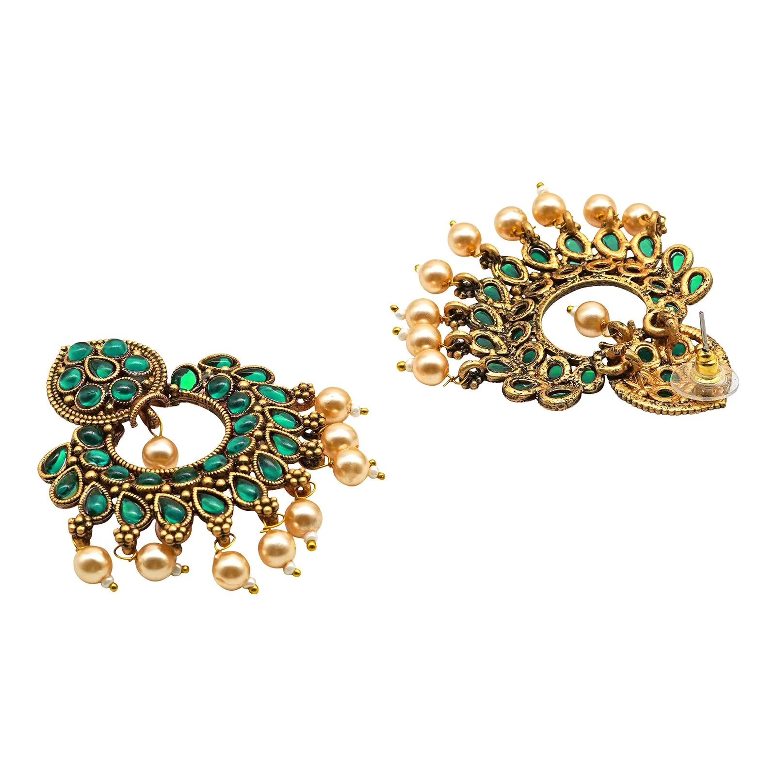 Teejh Ira Dark Green Gold Enamel Earrings - Image 4