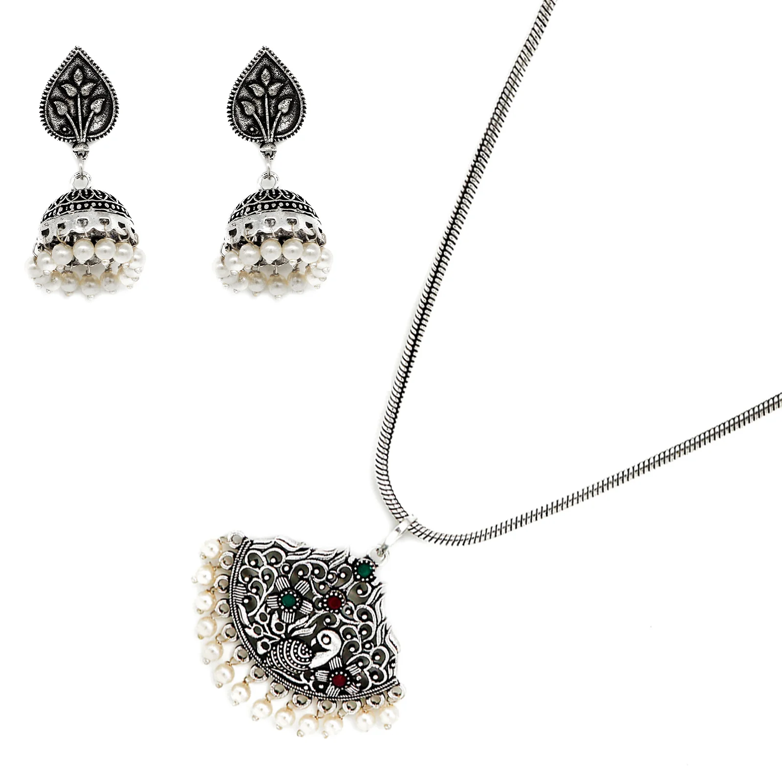 Isha Multicolored Silver Oxidized Jewelry Gift Set - Image 2