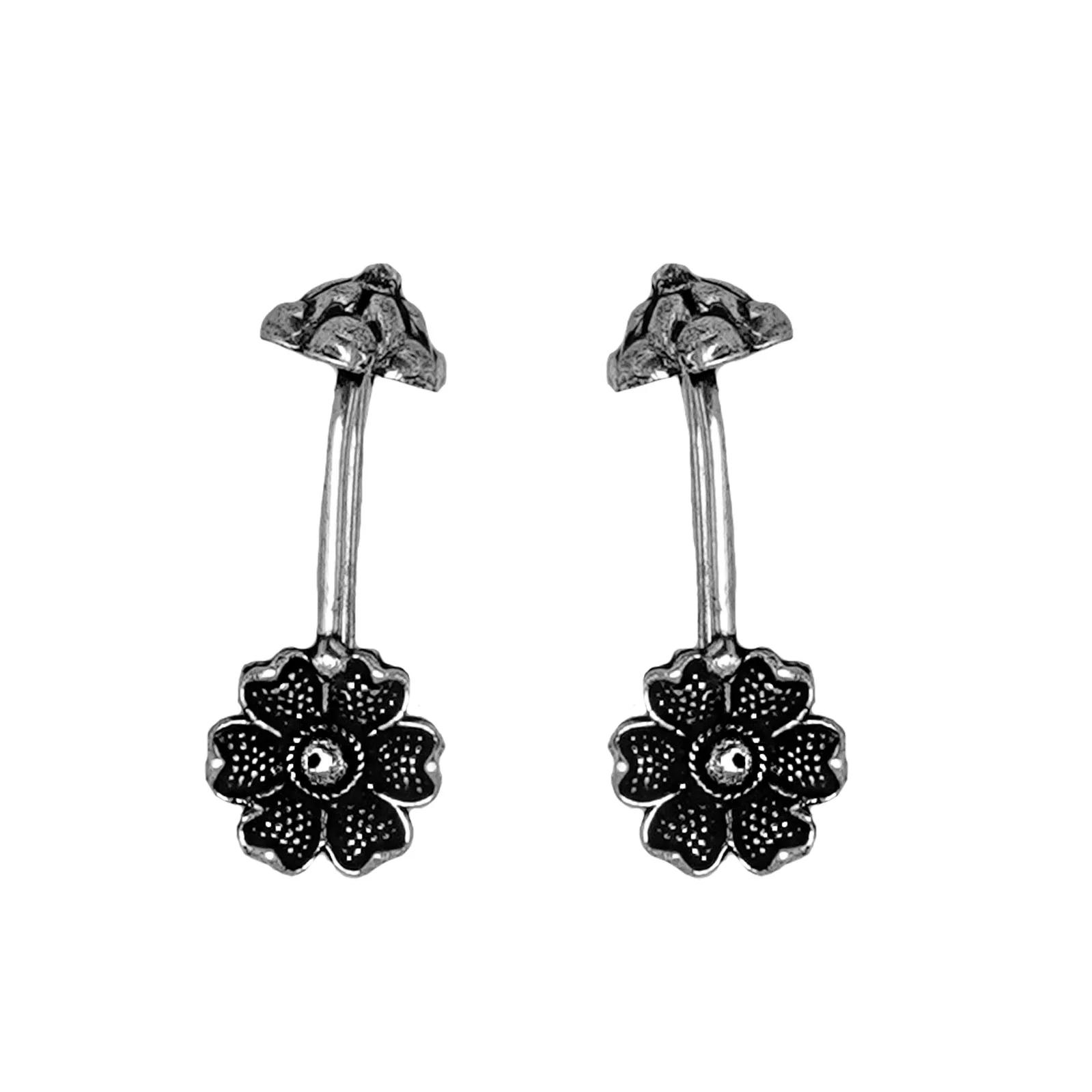 Teejh Januja Silver Oxidised Clip On Bugadi - Image 3