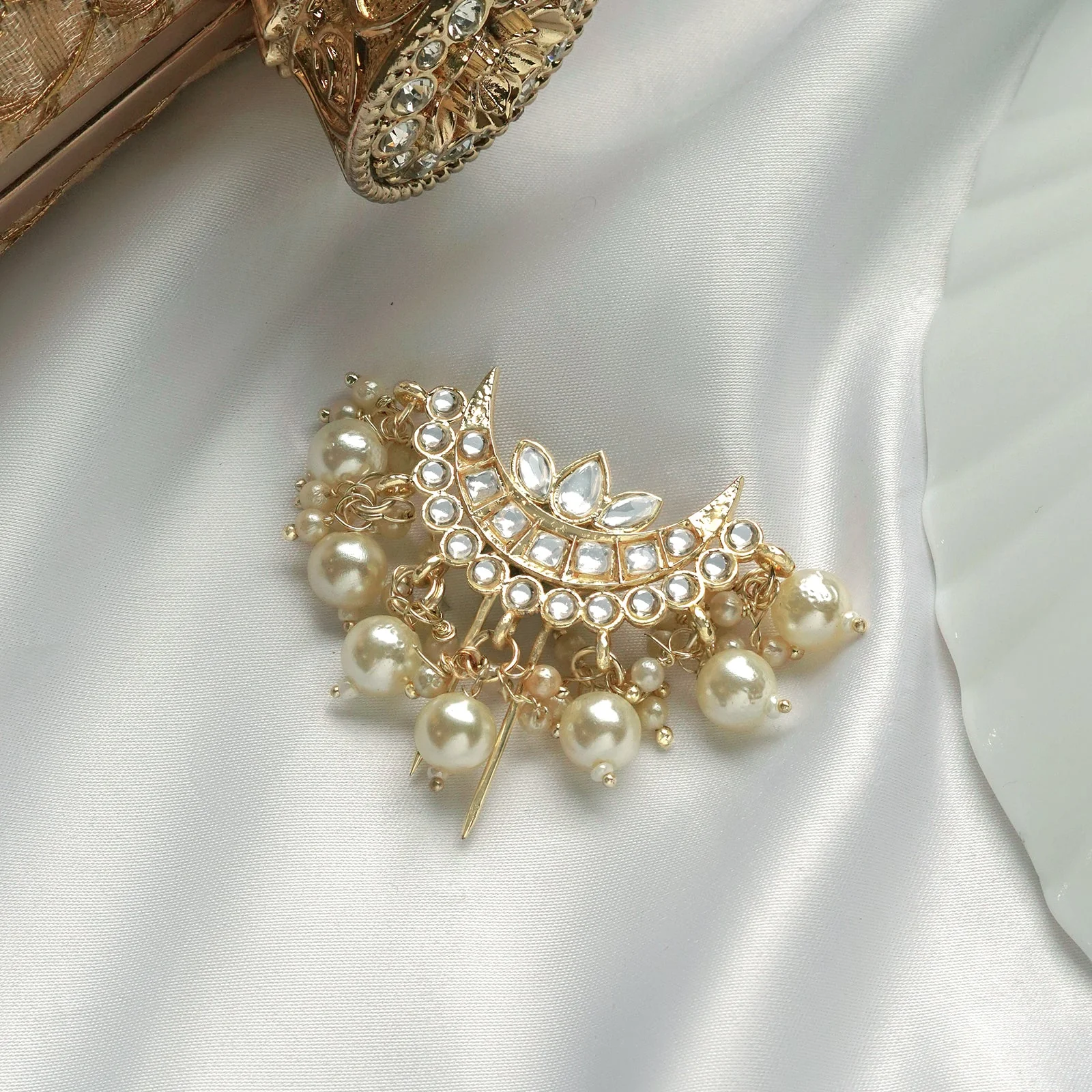 Teejh Jeeya Pearl and Polki Juda Pin - Image 2