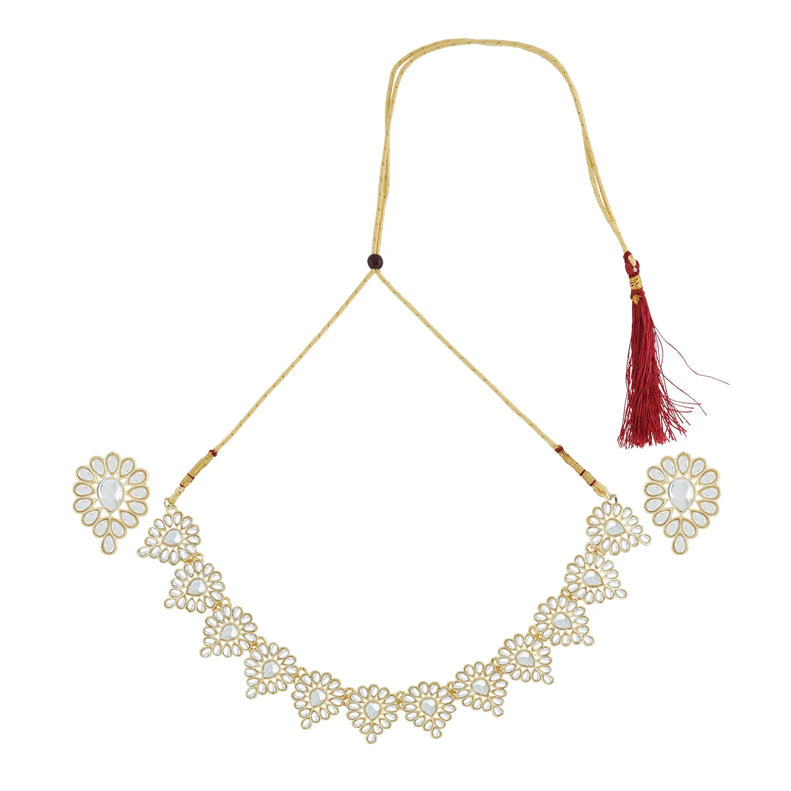 Teejh Jhilmil Pearl and Polki Necklace Set - Image 3