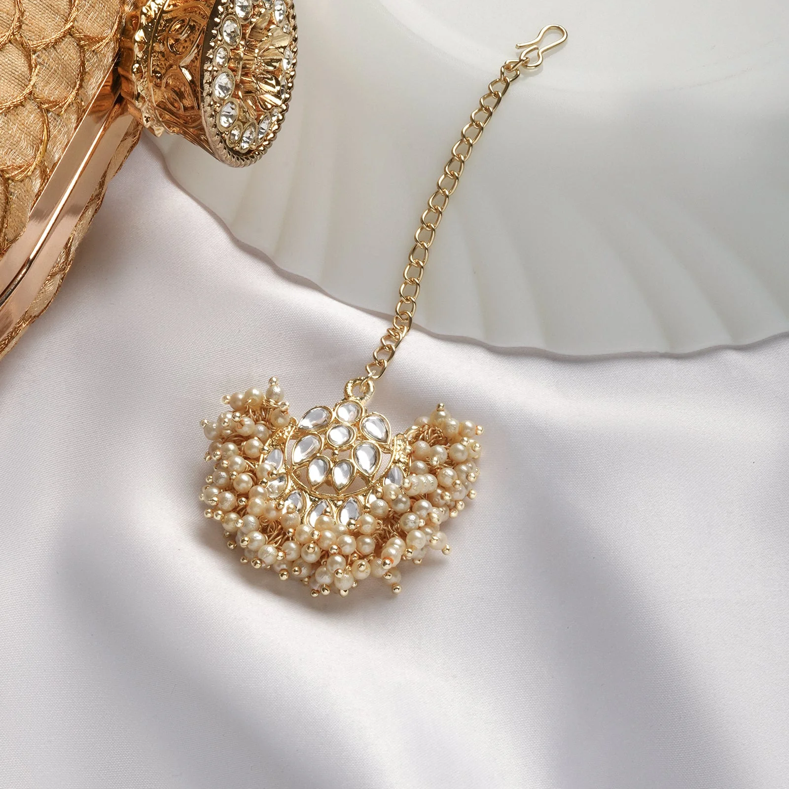 Teejh Kaayra Pearl and Polki Maang Tika - Image 2