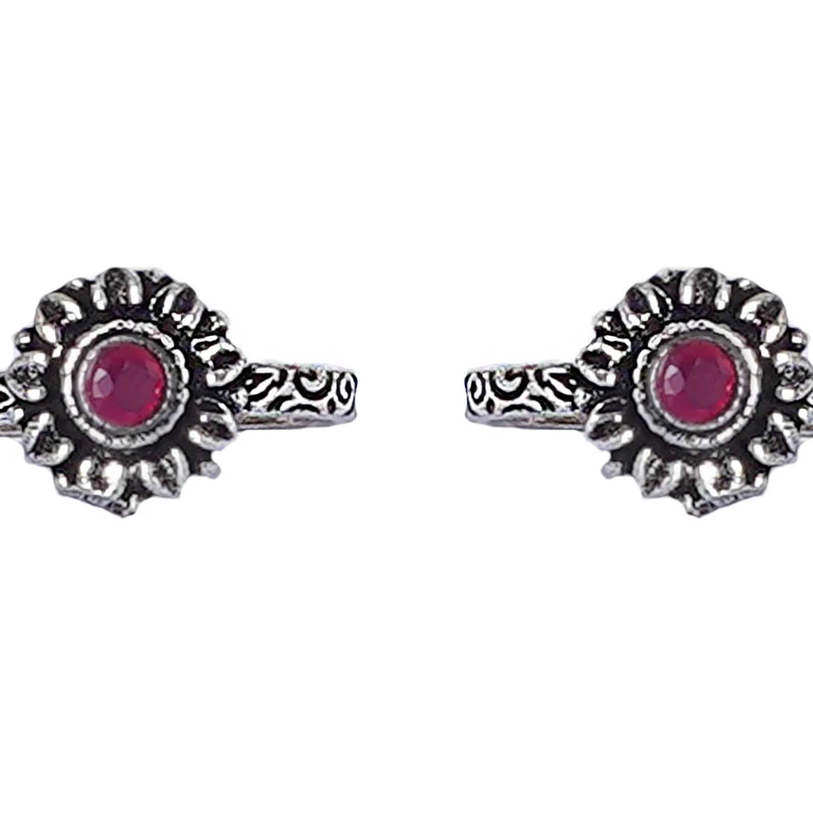 Teejh Kaina Red Stone Silver Oxidised Toe Rings - Image 4