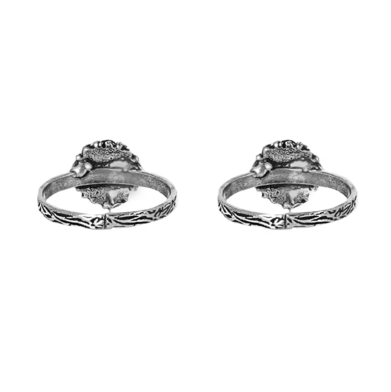 Teejh Kaina Red Stone Silver Oxidised Toe Rings - Image 6