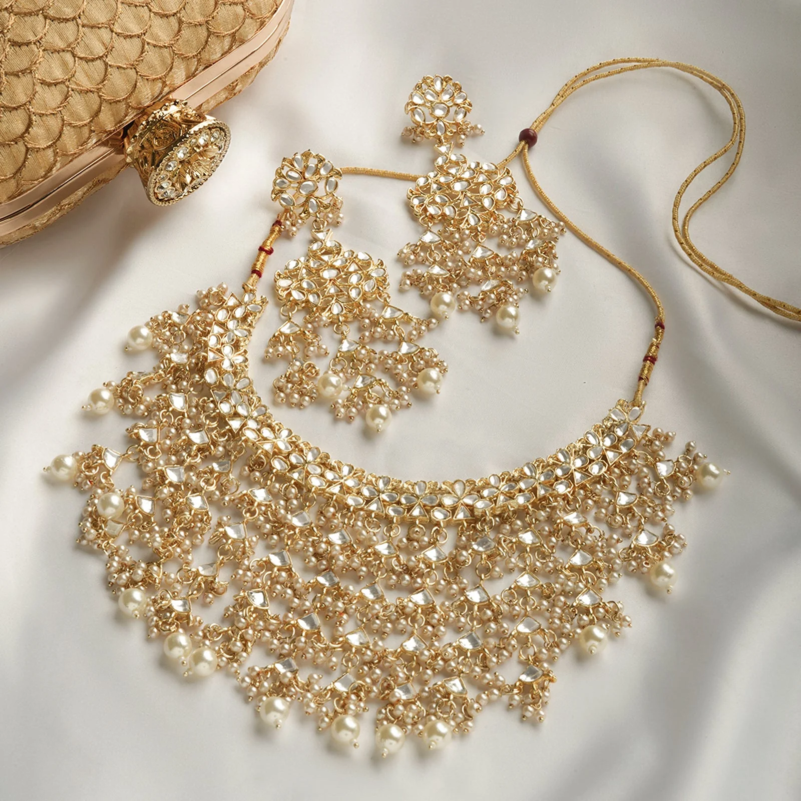 Teejh Kanica Pearl and Polki Necklace Set - Image 2