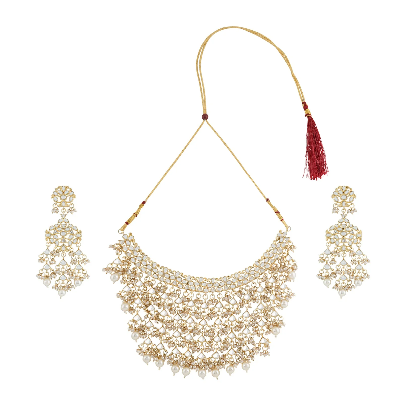 Teejh Kanica Pearl and Polki Necklace Set - Image 3