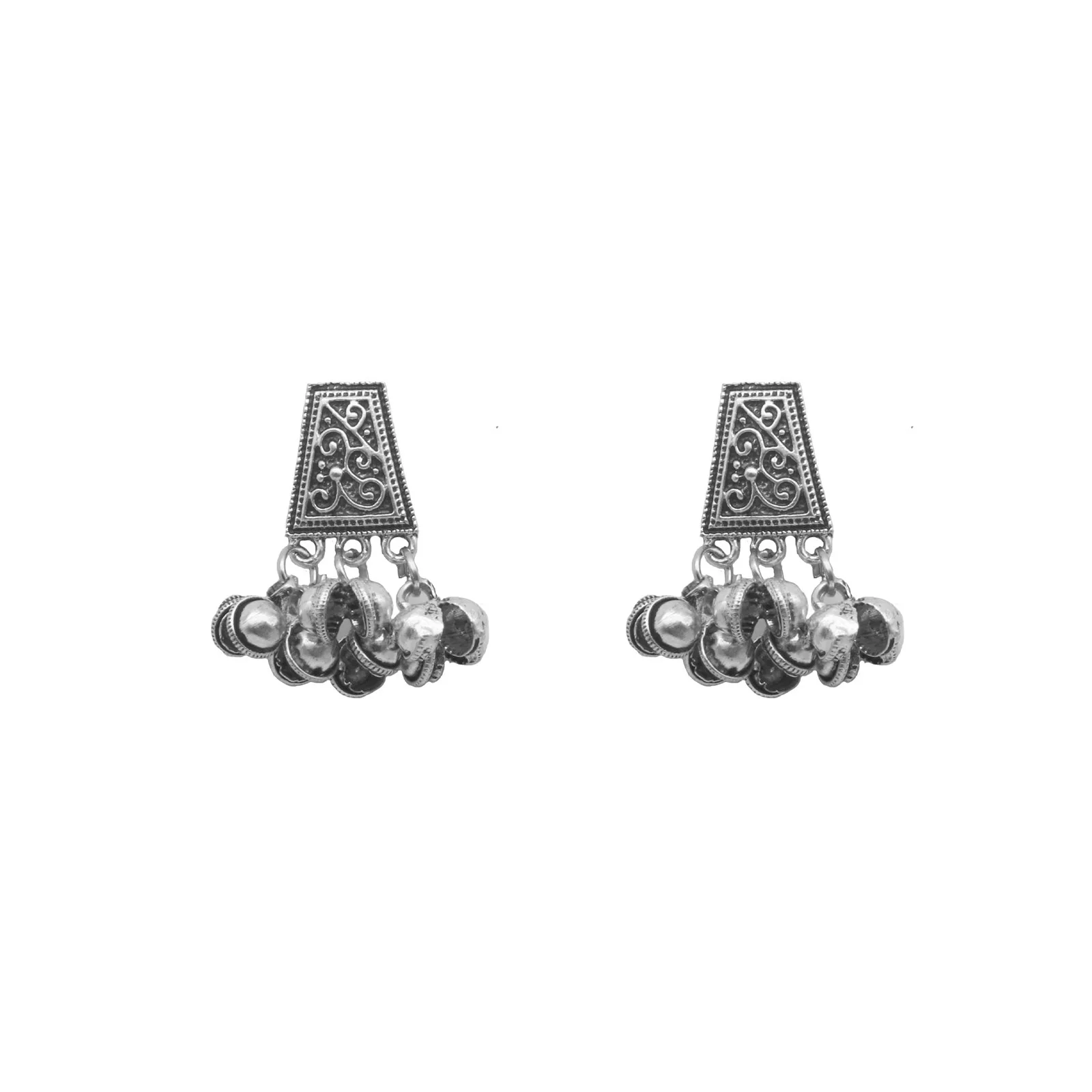 Kanish Silver Oxidized Ghungroo Earrings - Image 3