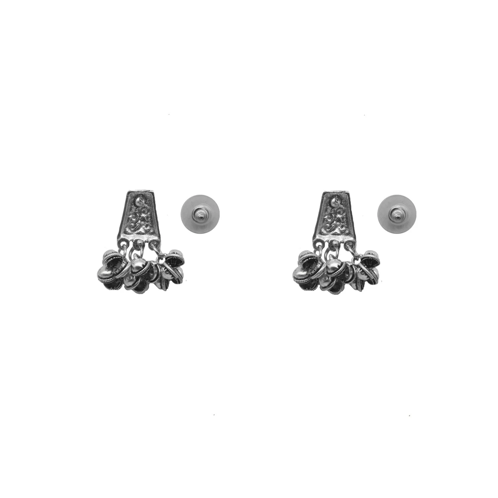 Kanish Silver Oxidized Ghungroo Earrings - Image 5