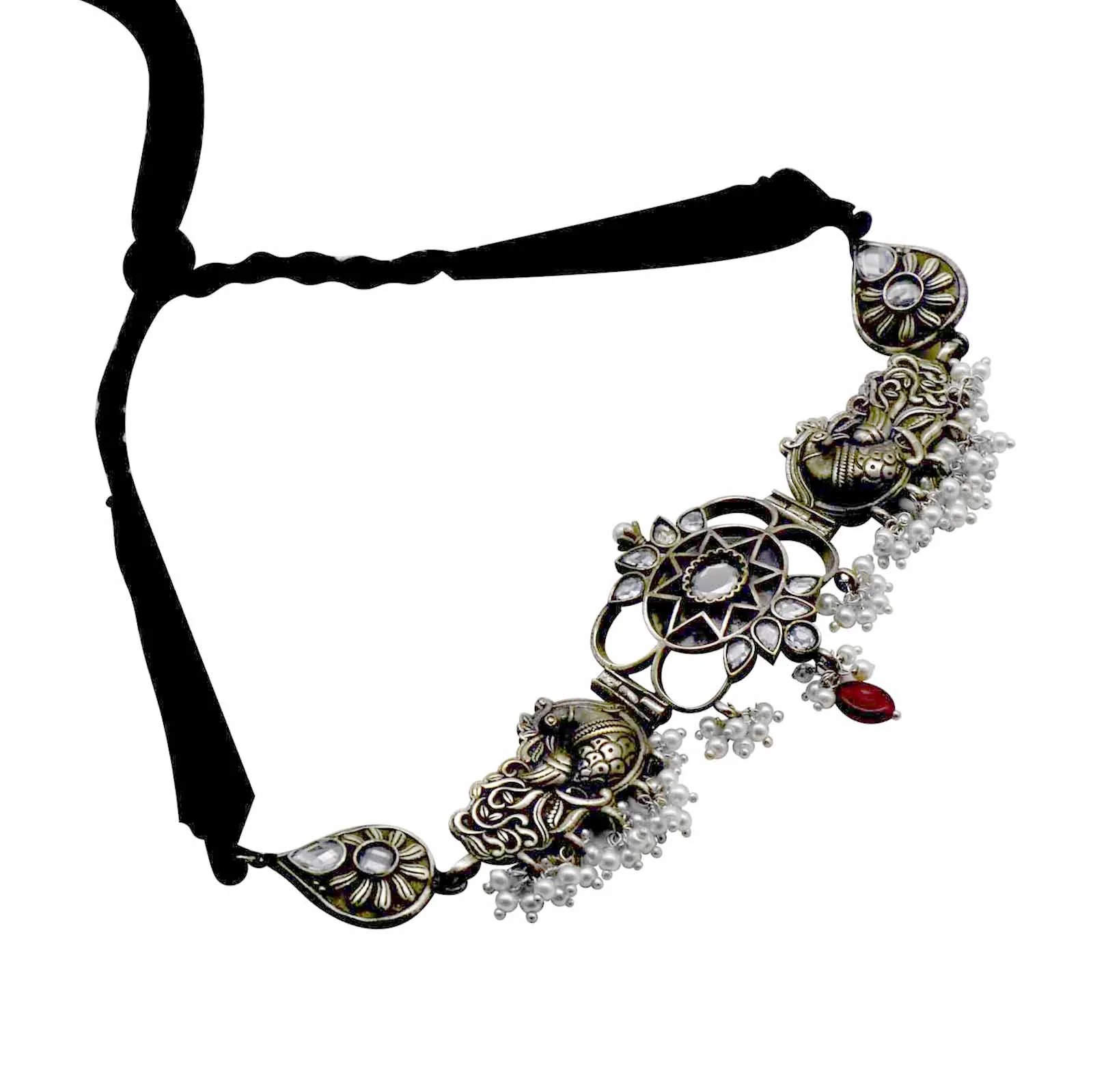 Teejh Kanishka White Silver Oxidized Jewelry Gift Set - Image 3