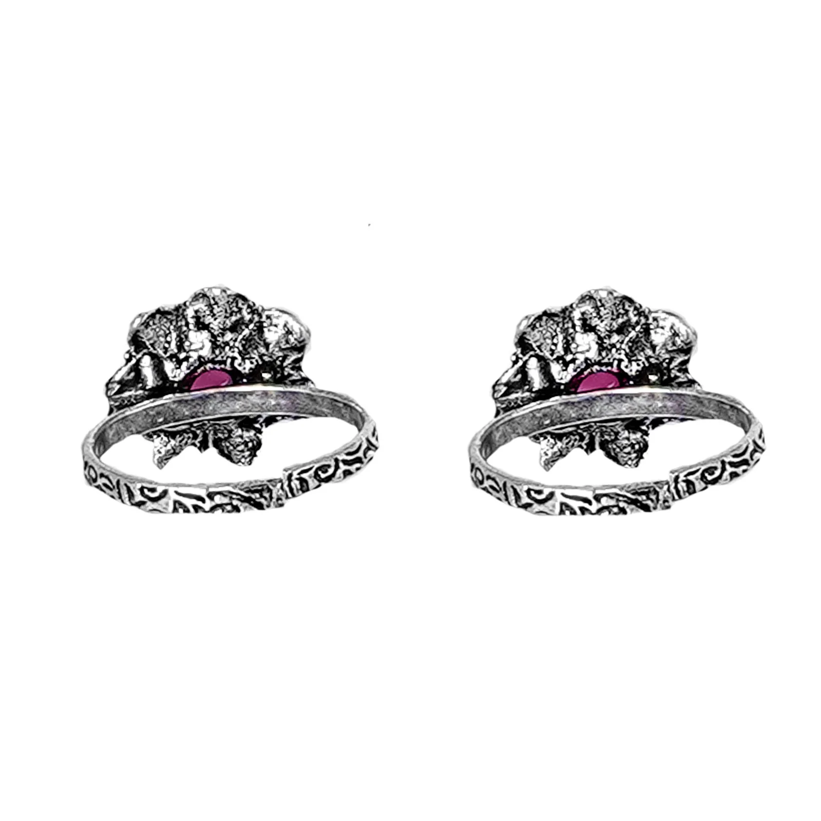 Teejh Kayra Red Stone Silver Oxidised Toe Rings - Image 6